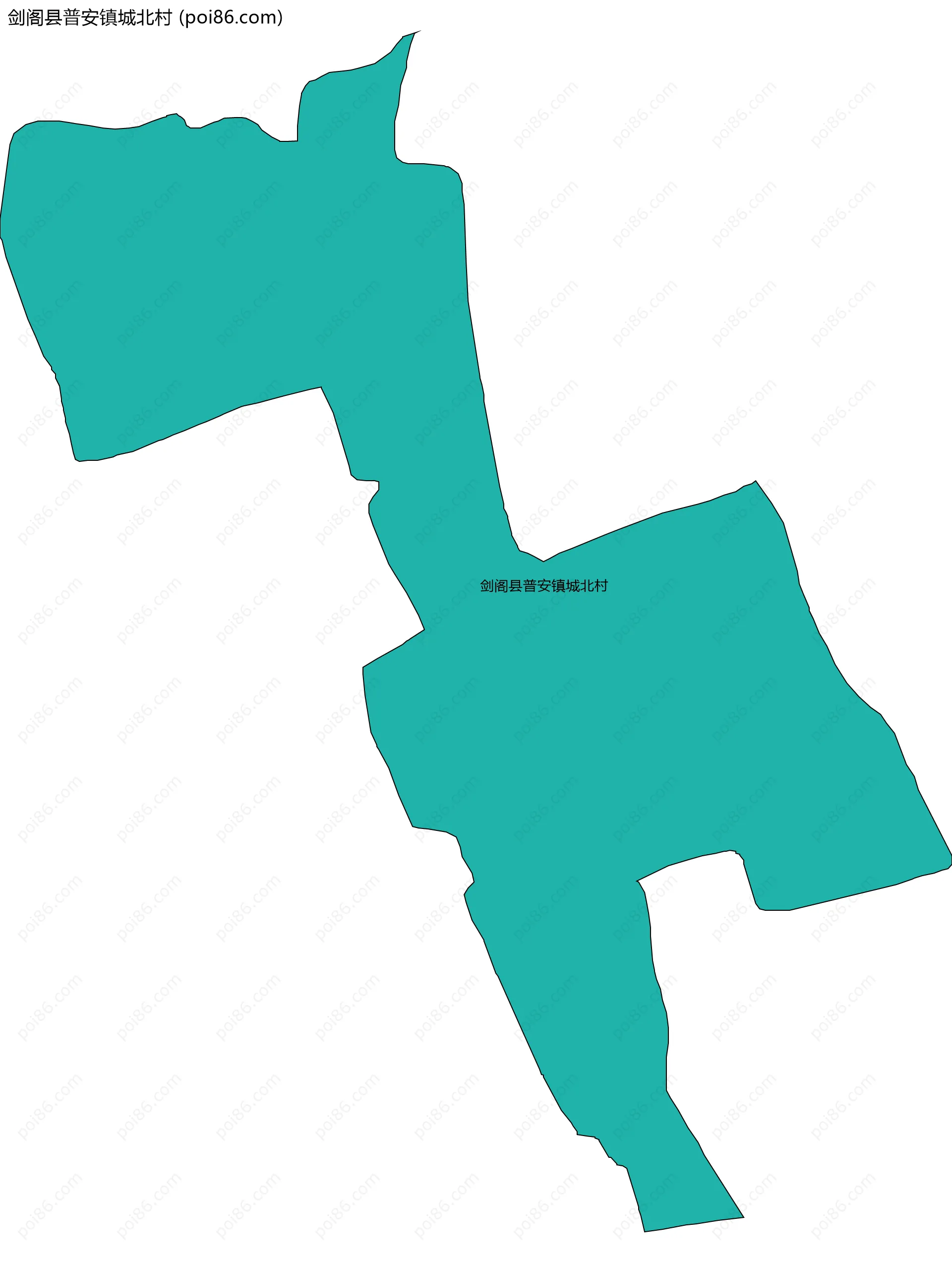 剑阁县普安镇城北村边界地图
