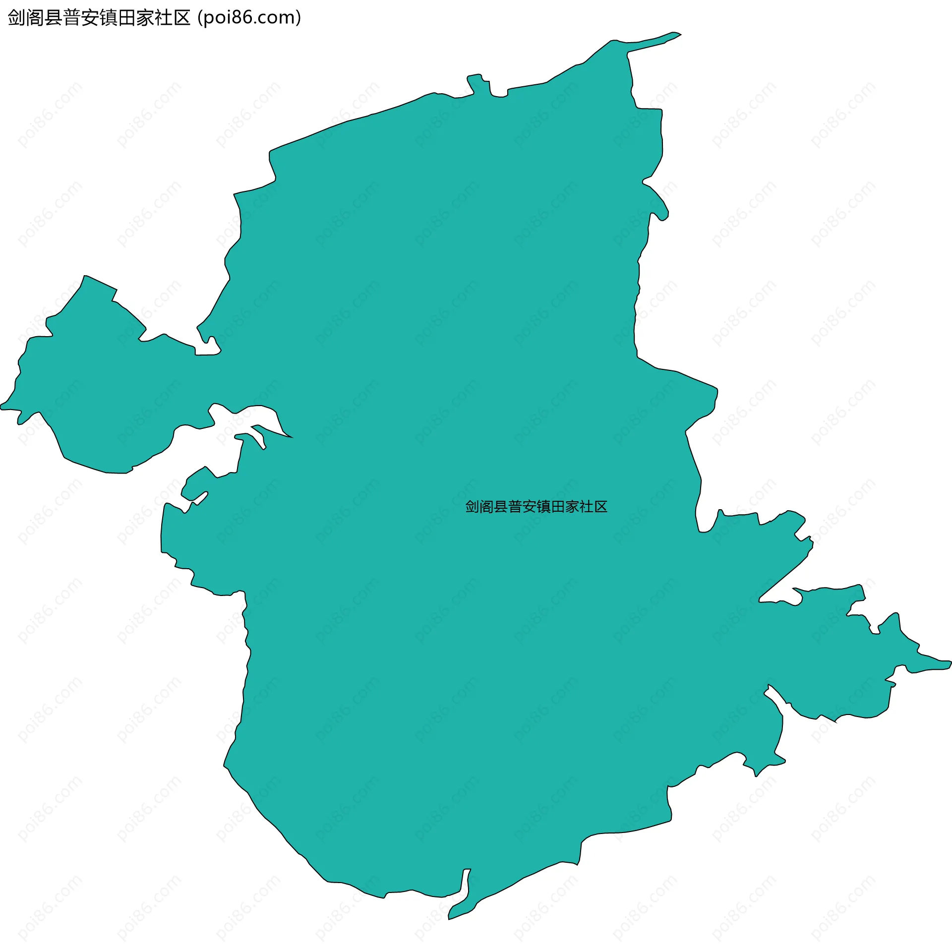 剑阁县普安镇田家社区边界地图