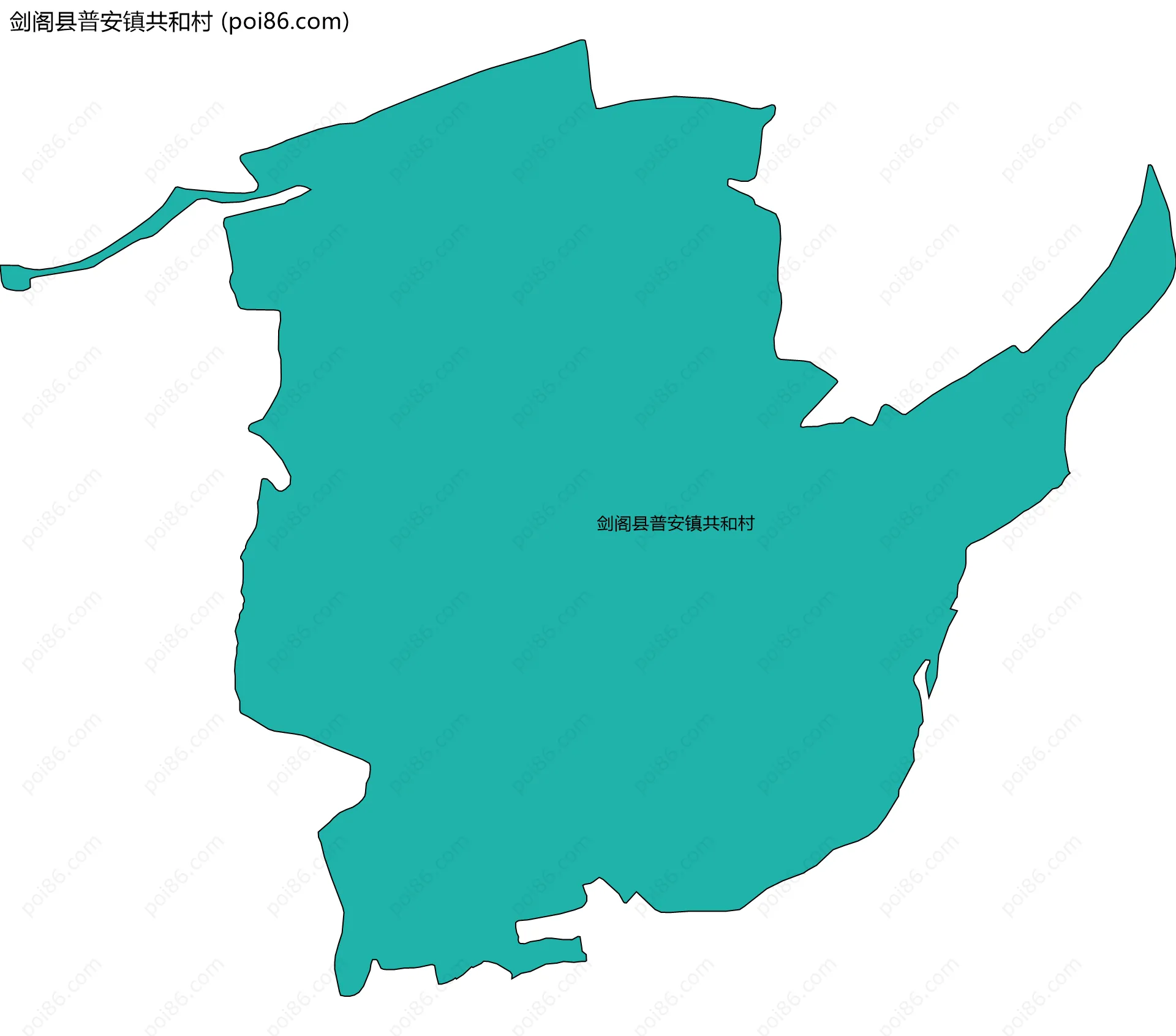 剑阁县普安镇共和村边界地图