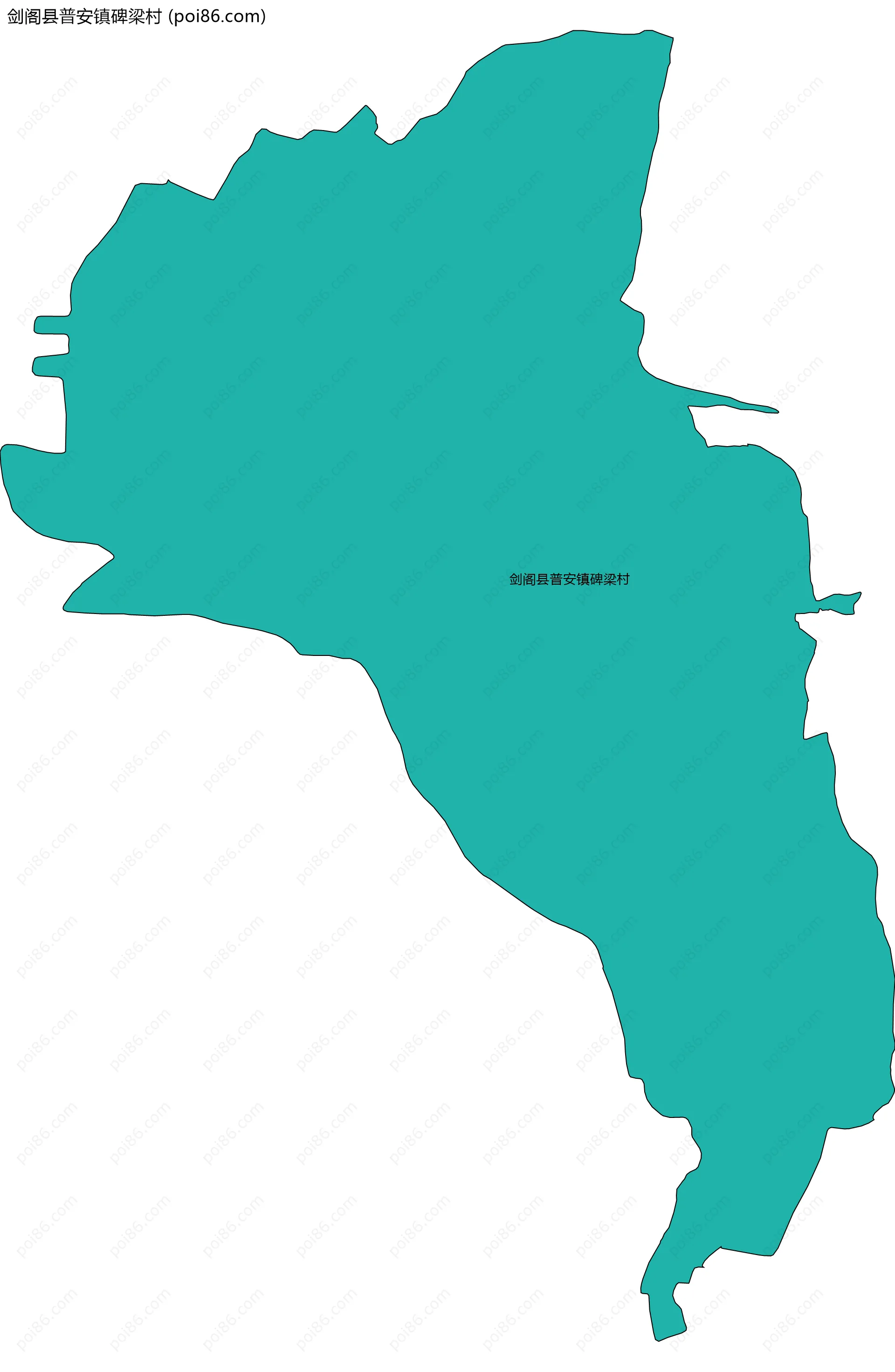 剑阁县普安镇碑梁村边界地图