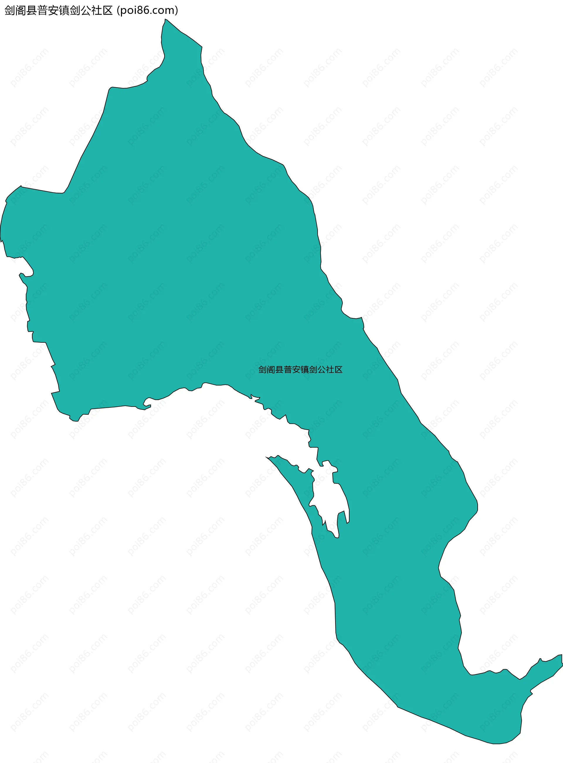 剑阁县普安镇剑公社区边界地图