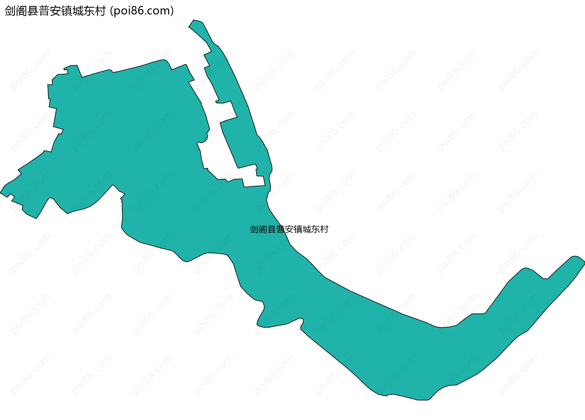 剑阁县普安镇城东村边界地图