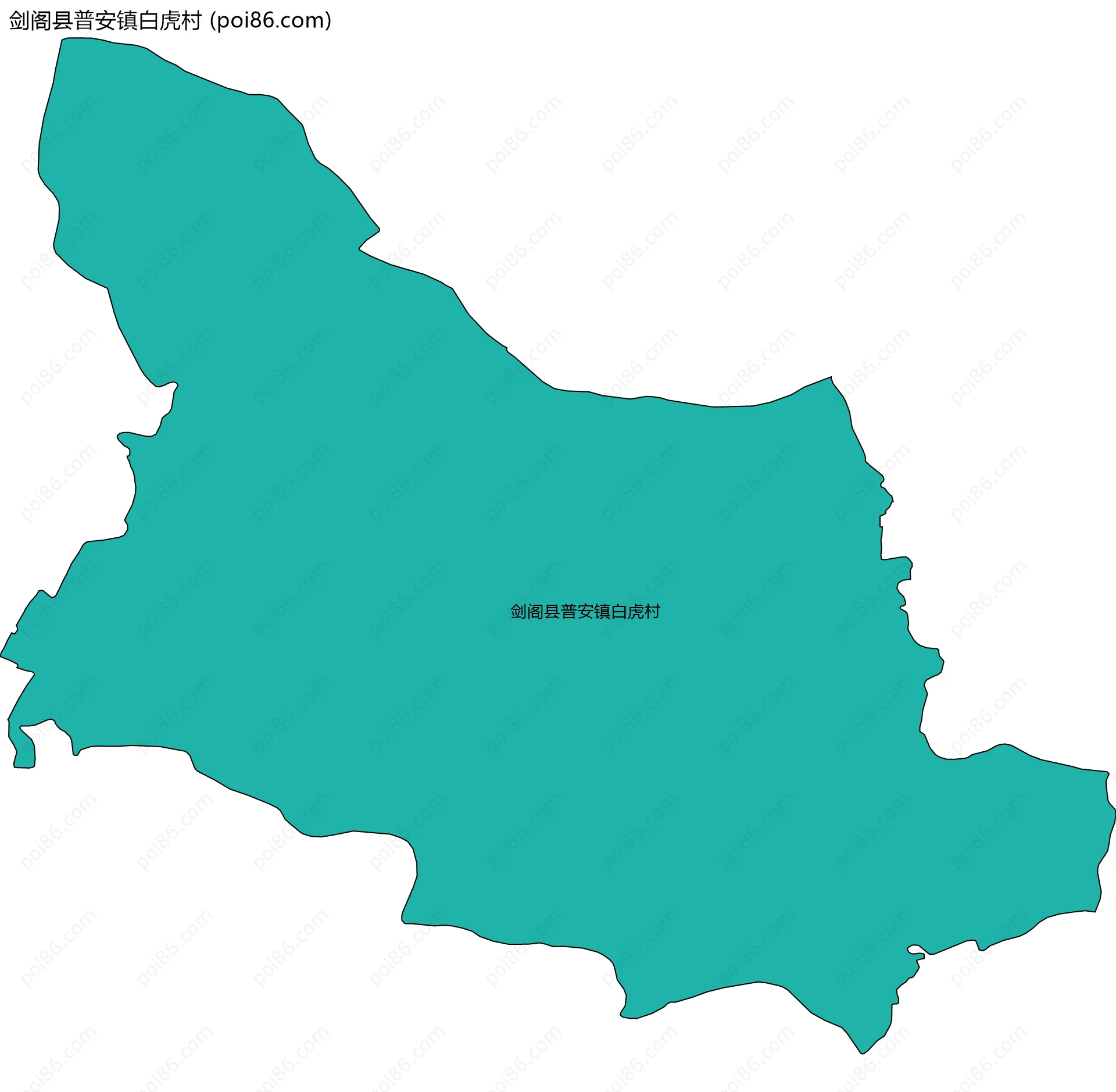 剑阁县普安镇白虎村边界地图