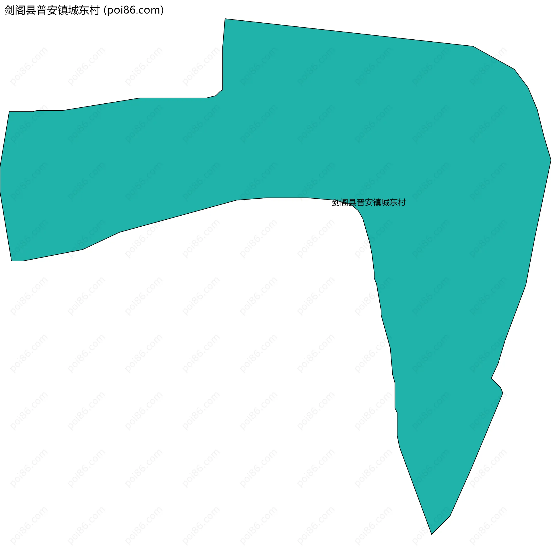 剑阁县普安镇城东村边界地图