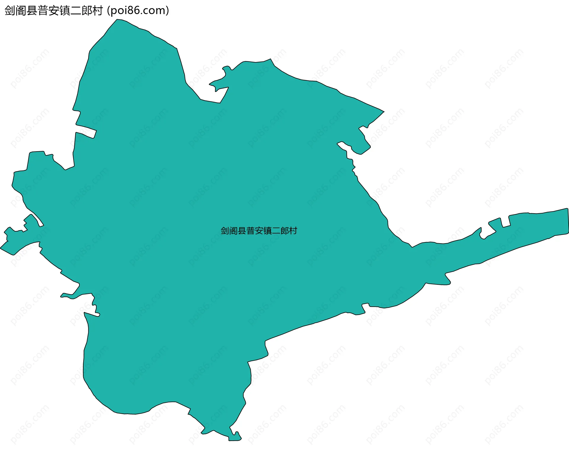 剑阁县普安镇二郎村边界地图