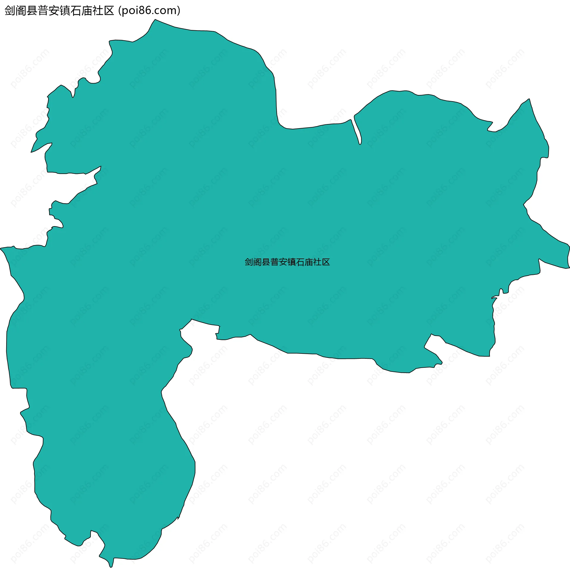 剑阁县普安镇石庙社区边界地图