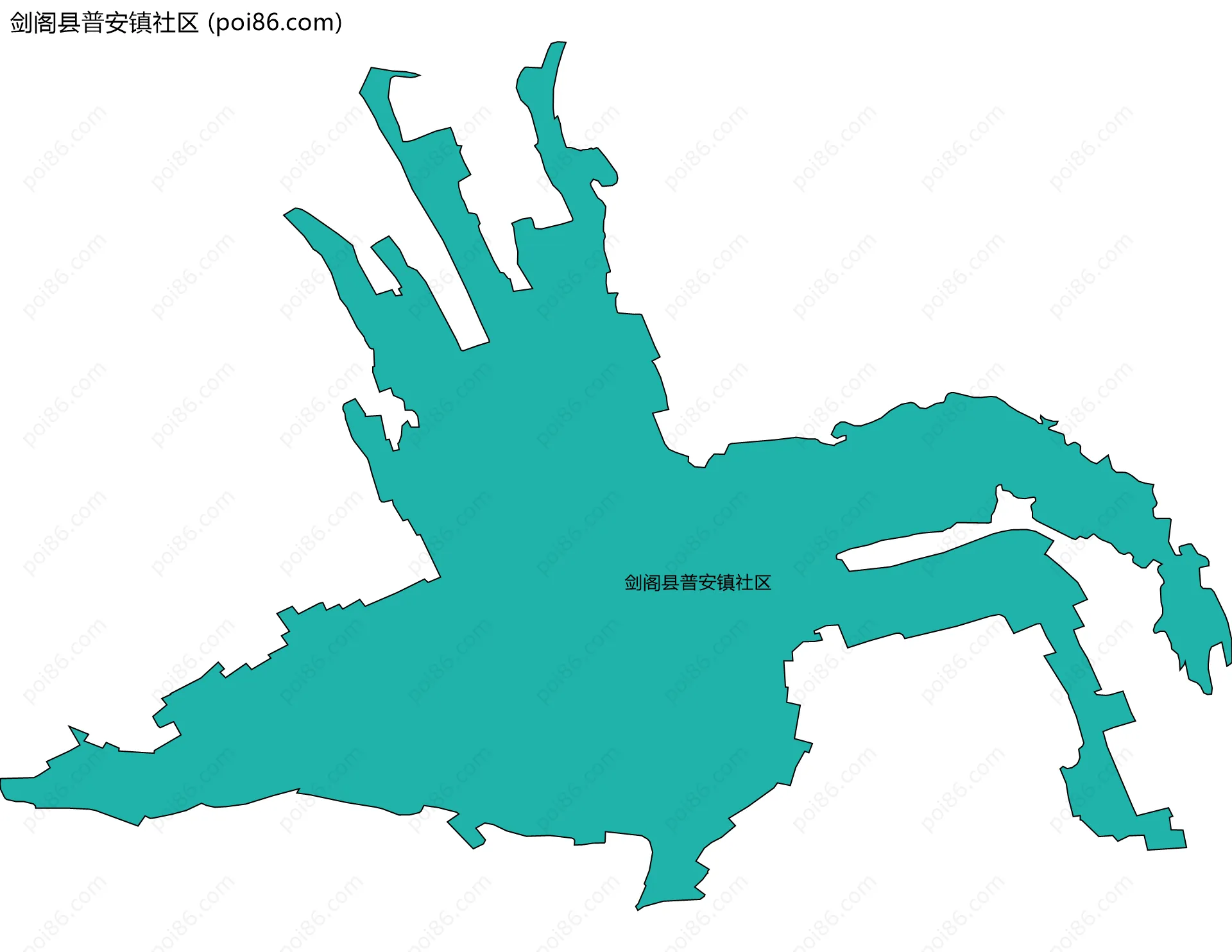 剑阁县普安镇社区边界地图