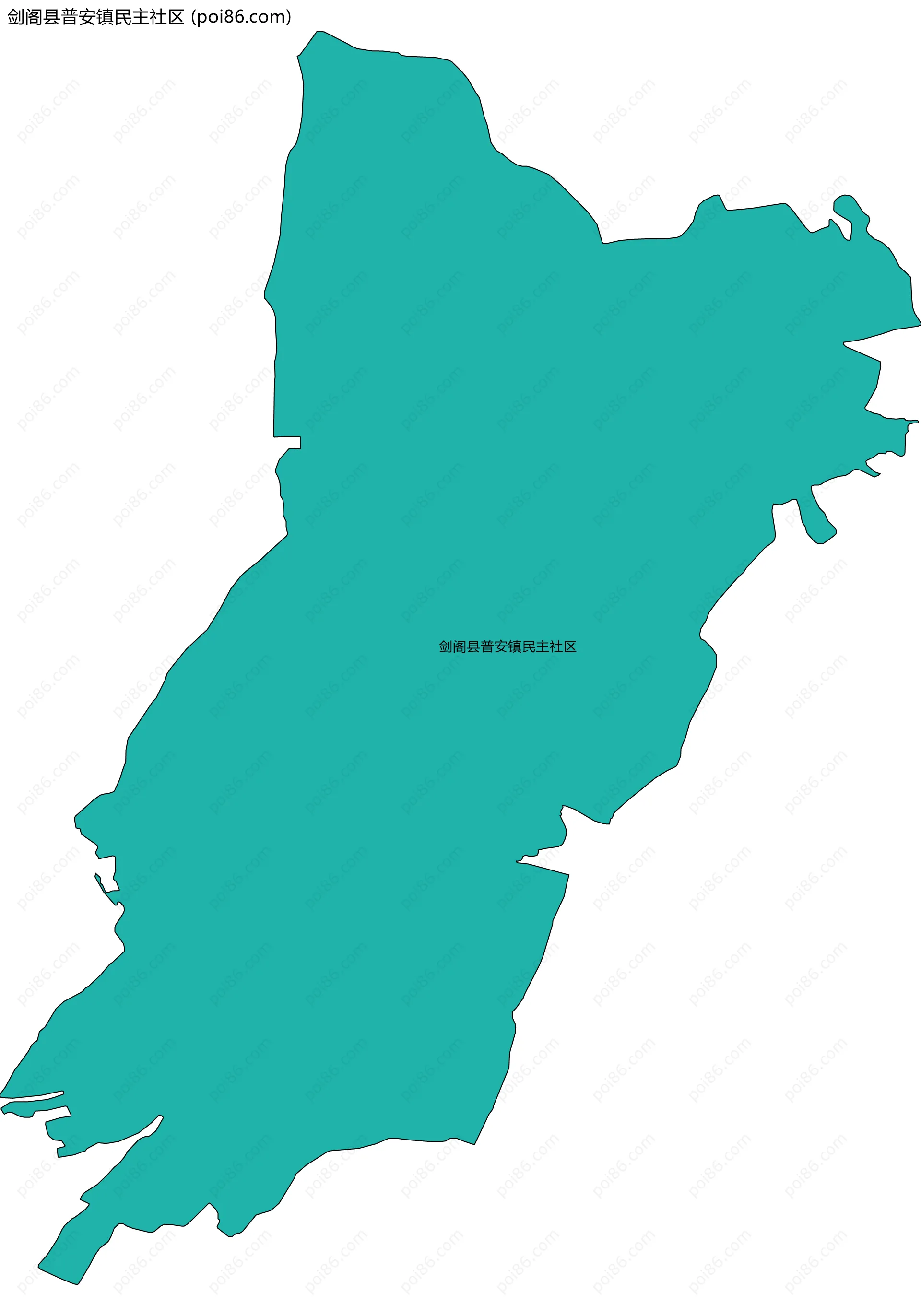 剑阁县普安镇民主社区边界地图