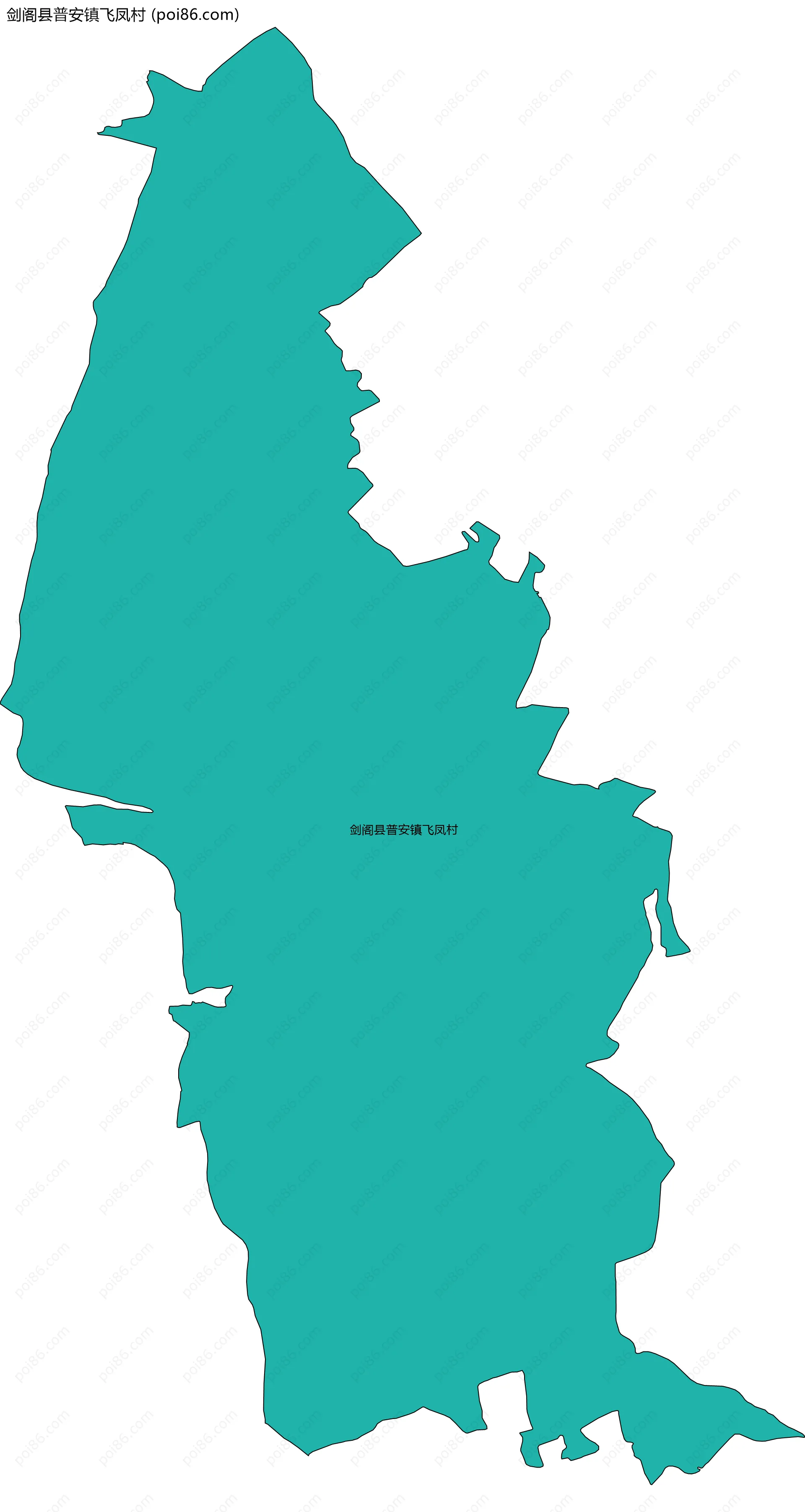 剑阁县普安镇飞凤村边界地图