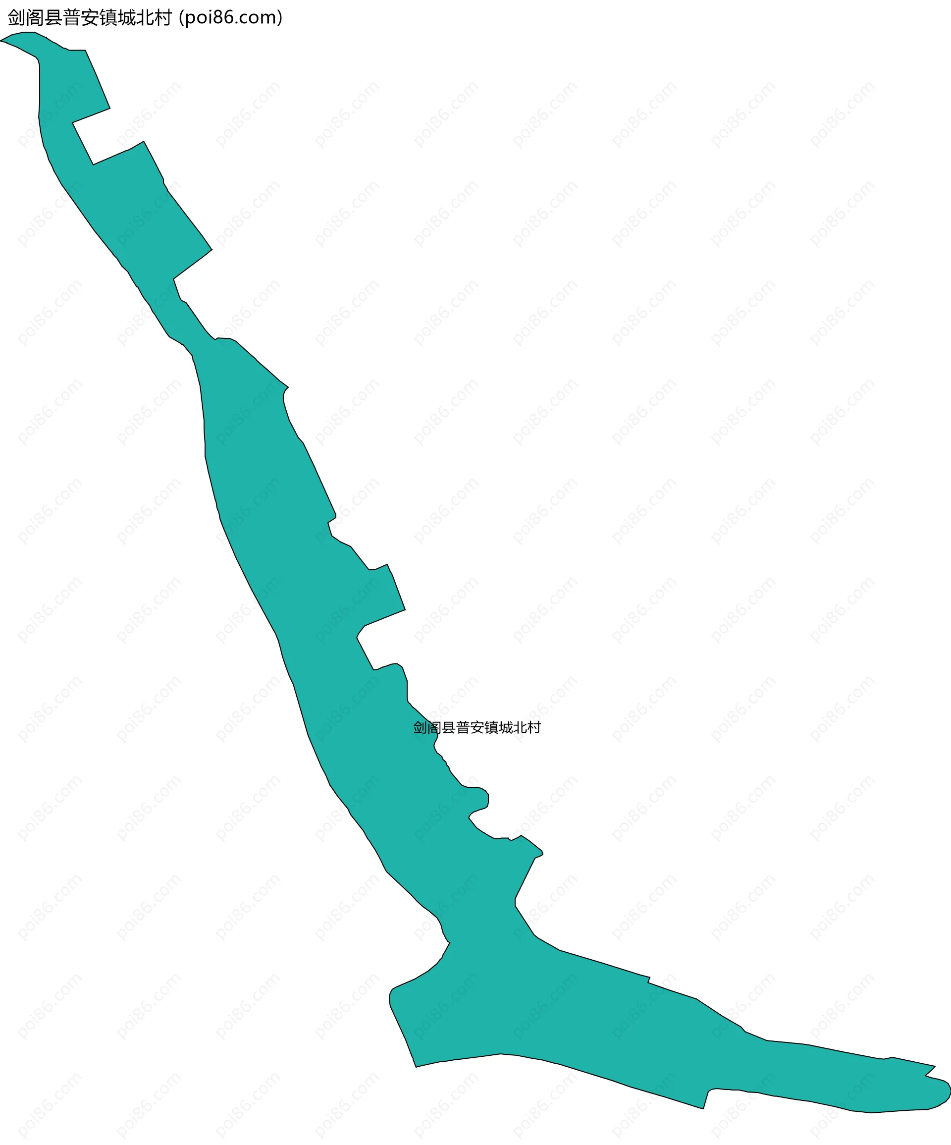 剑阁县普安镇城北村边界地图