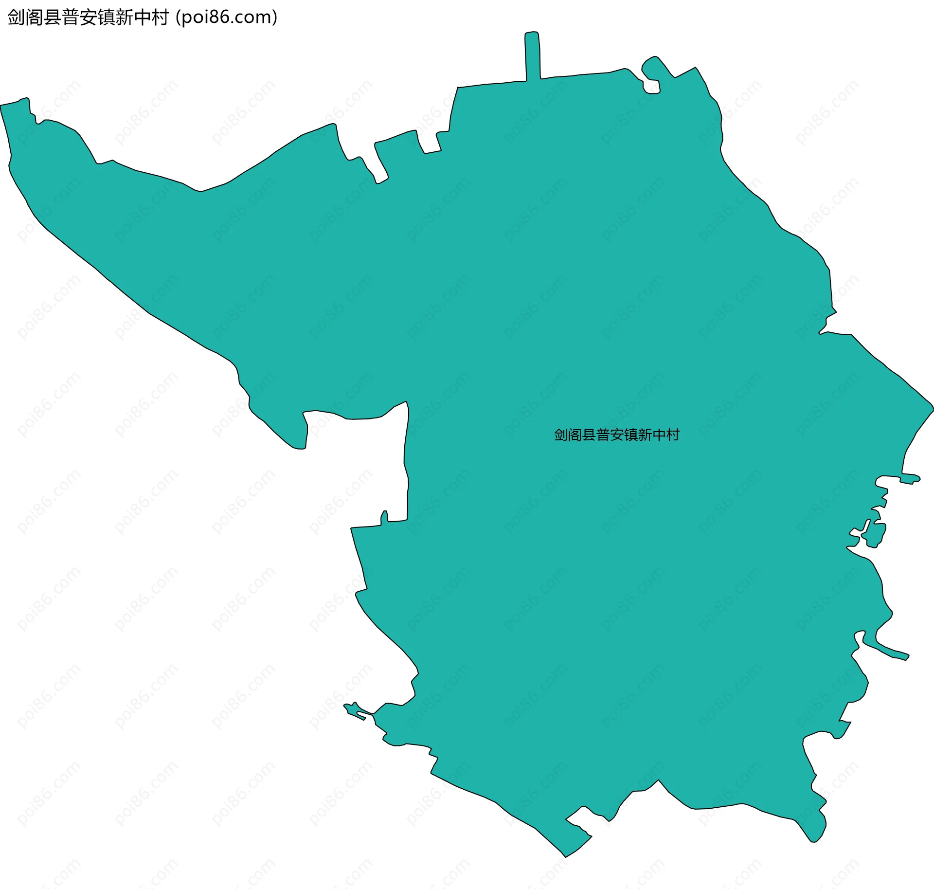 剑阁县普安镇新中村边界地图