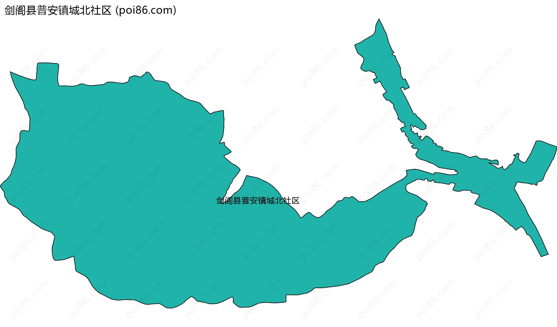 剑阁县普安镇城北社区边界地图