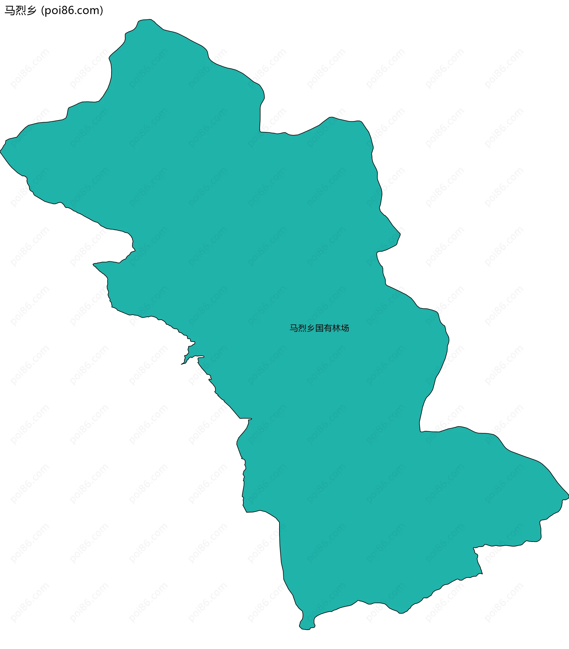 马烈乡边界地图(五级行政区划)