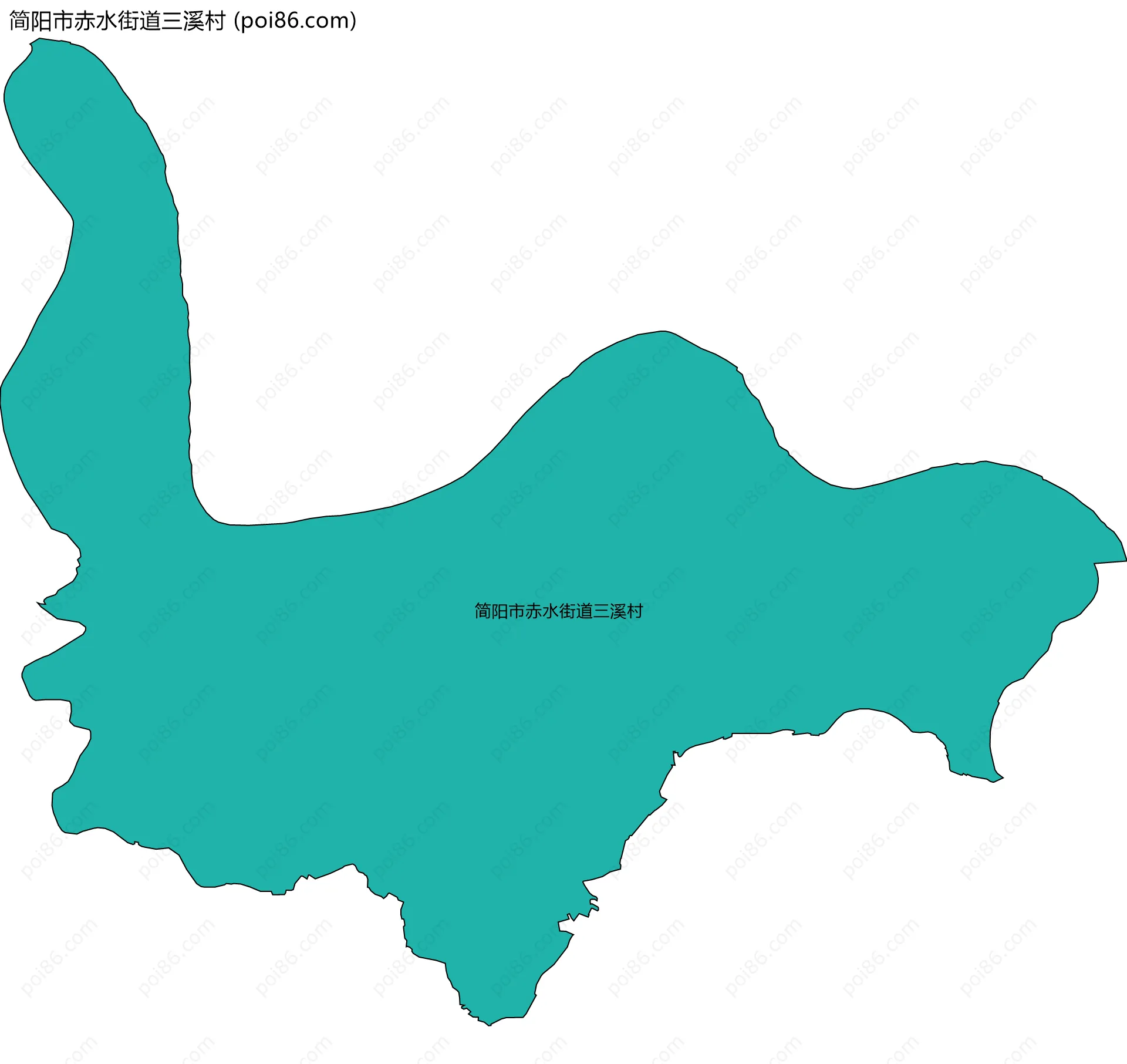 简阳市赤水街道三溪村边界地图