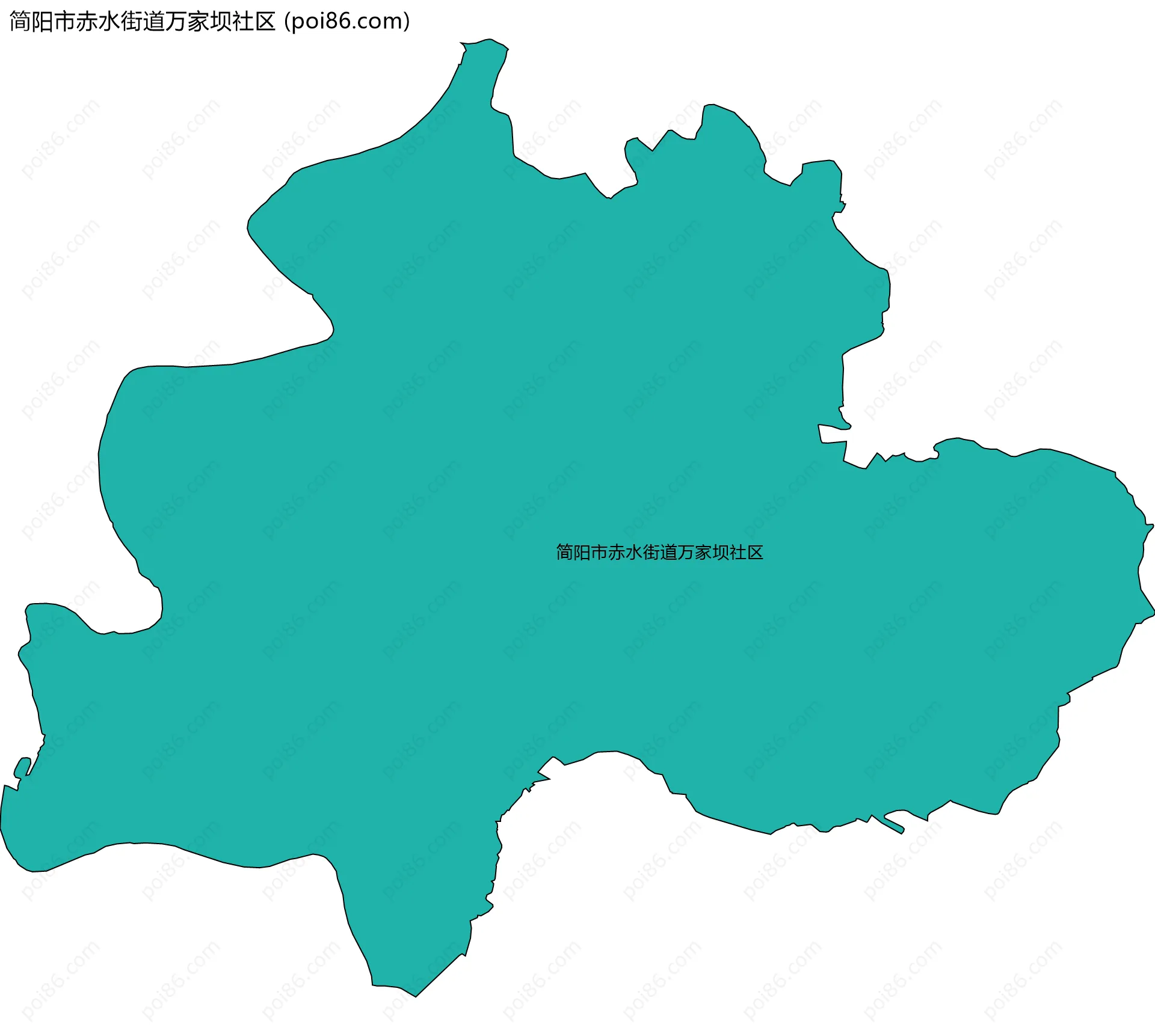 简阳市赤水街道万家坝社区边界地图