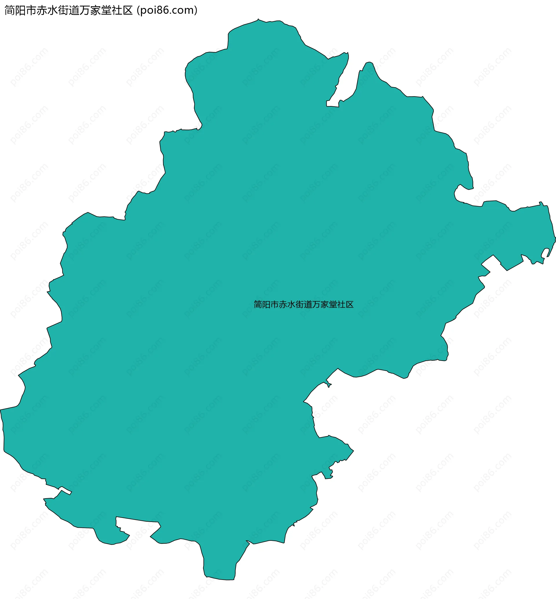 简阳市赤水街道万家堂社区边界地图
