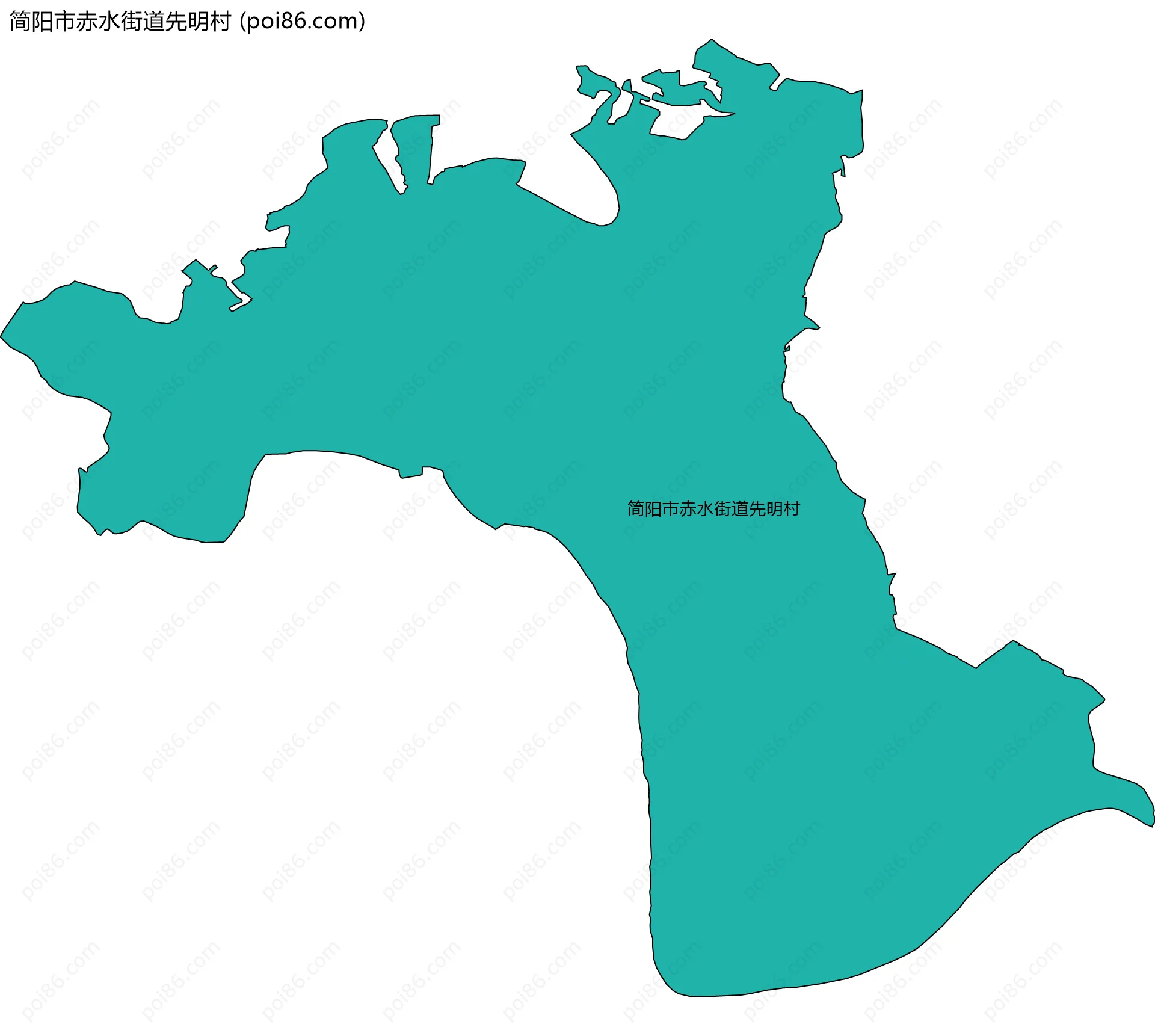 简阳市赤水街道先明村边界地图