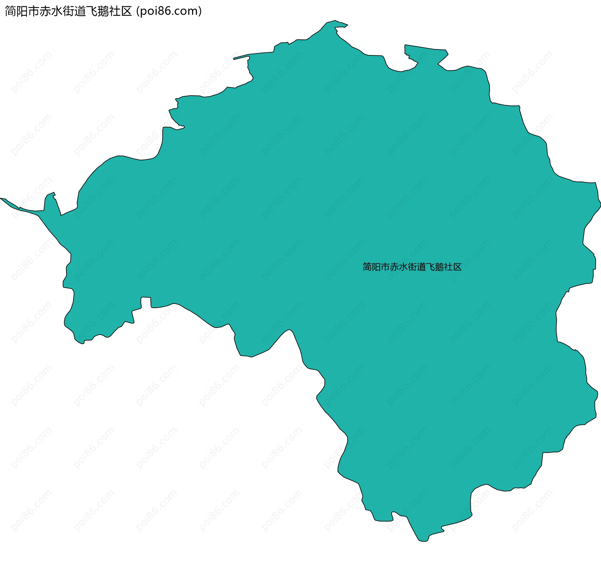 简阳市赤水街道飞鹅社区边界地图