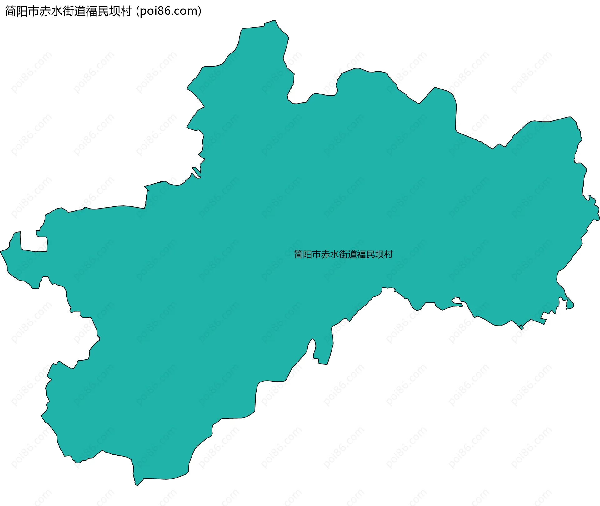 简阳市赤水街道福民坝村边界地图