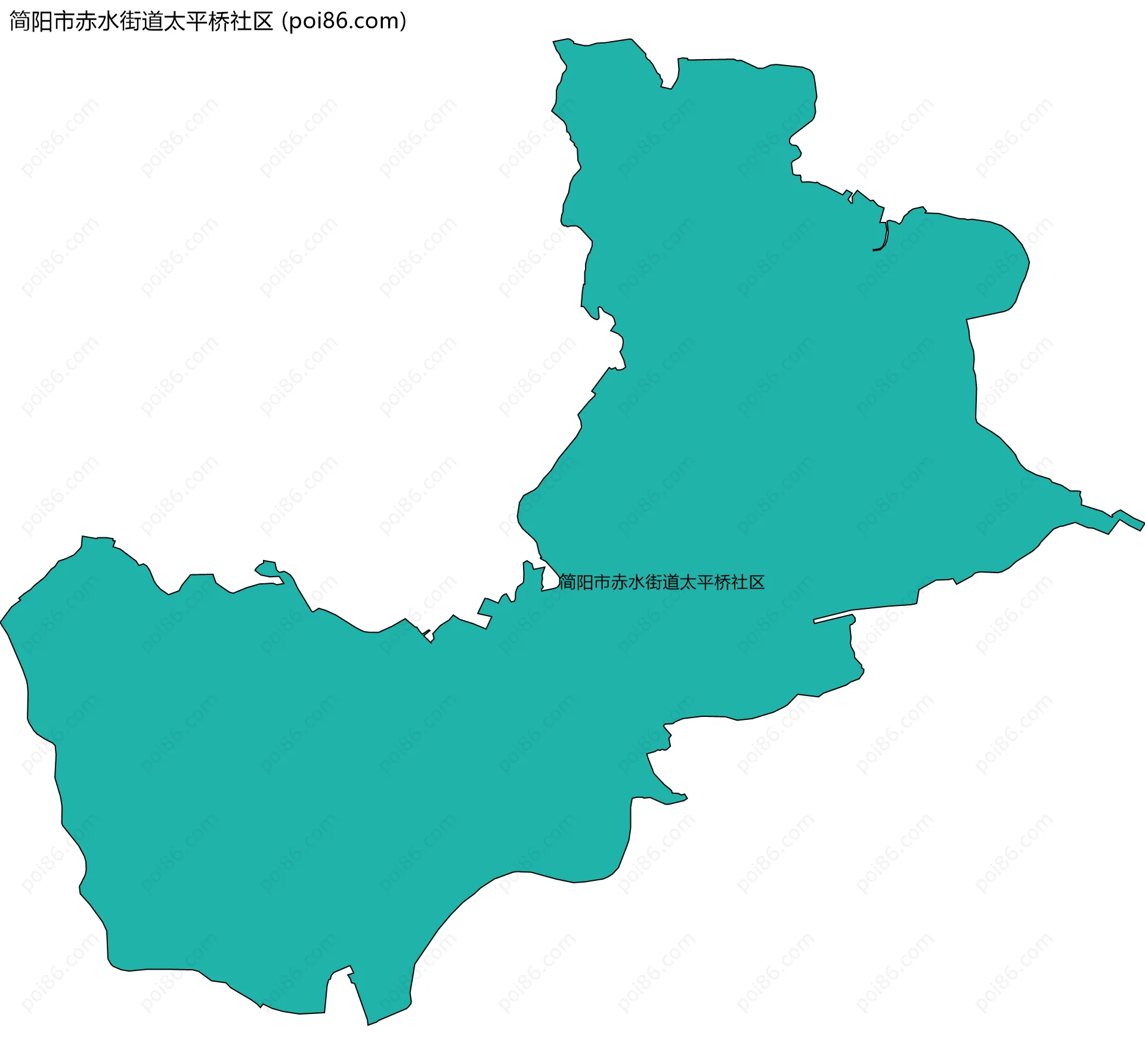 简阳市赤水街道太平桥社区边界地图