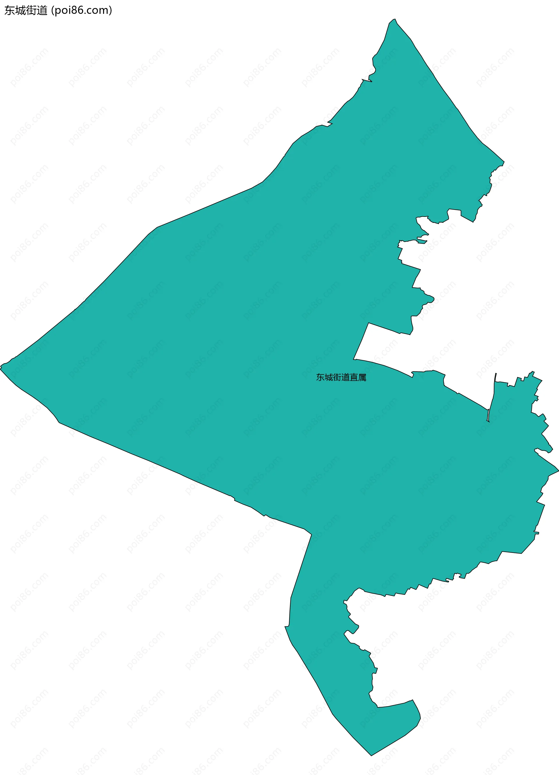 东城街道边界地图(五级行政区划)