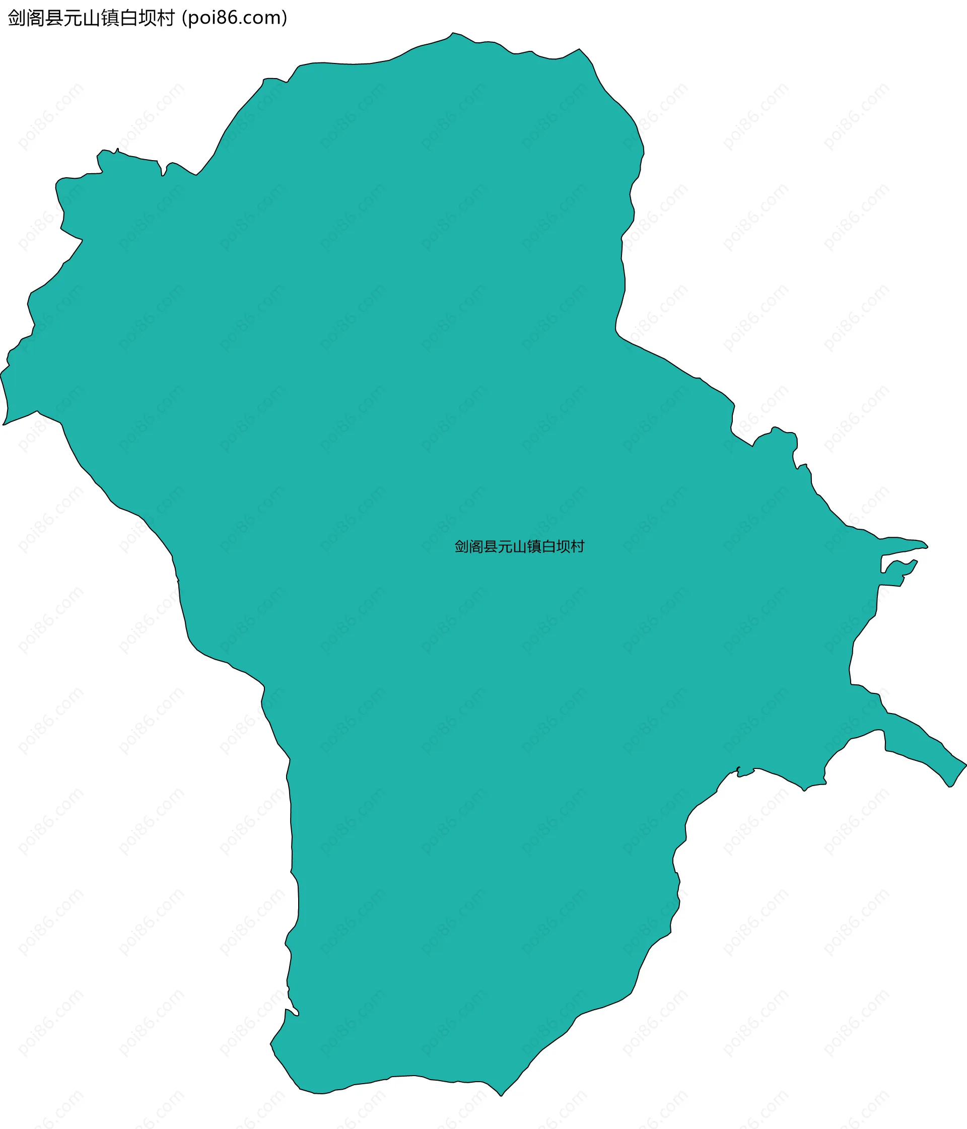 剑阁县元山镇白坝村边界地图