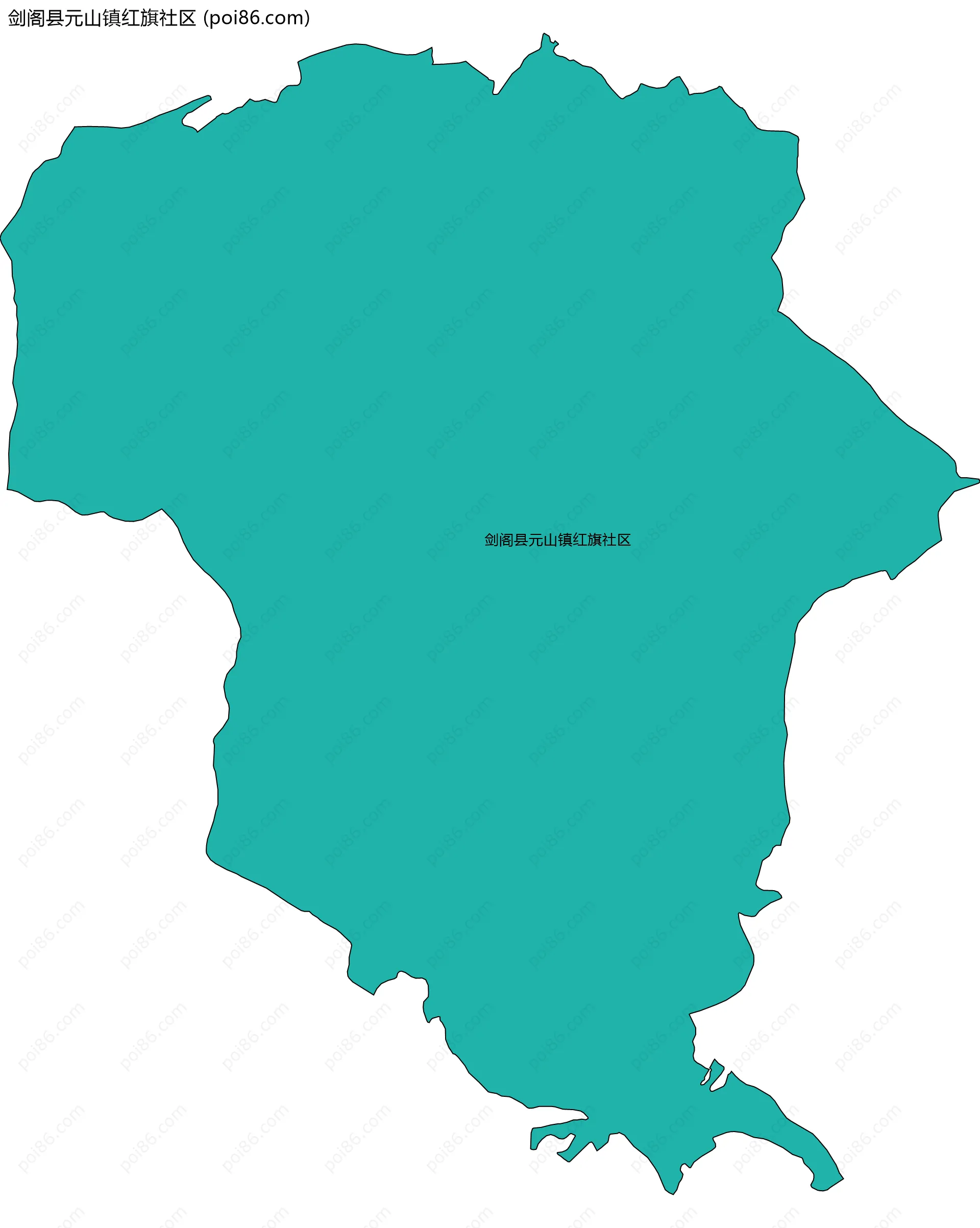 剑阁县元山镇红旗社区边界地图