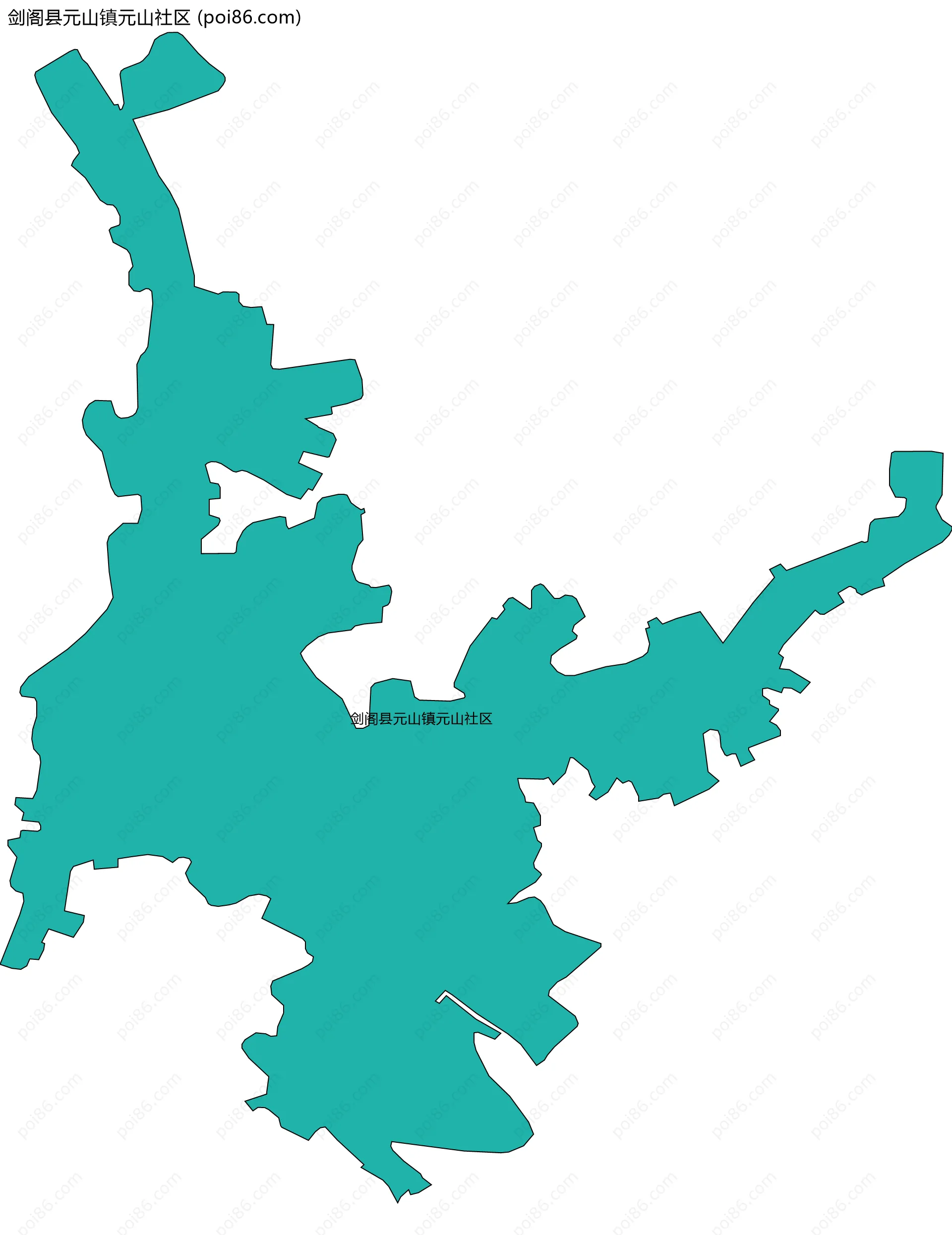 剑阁县元山镇元山社区边界地图