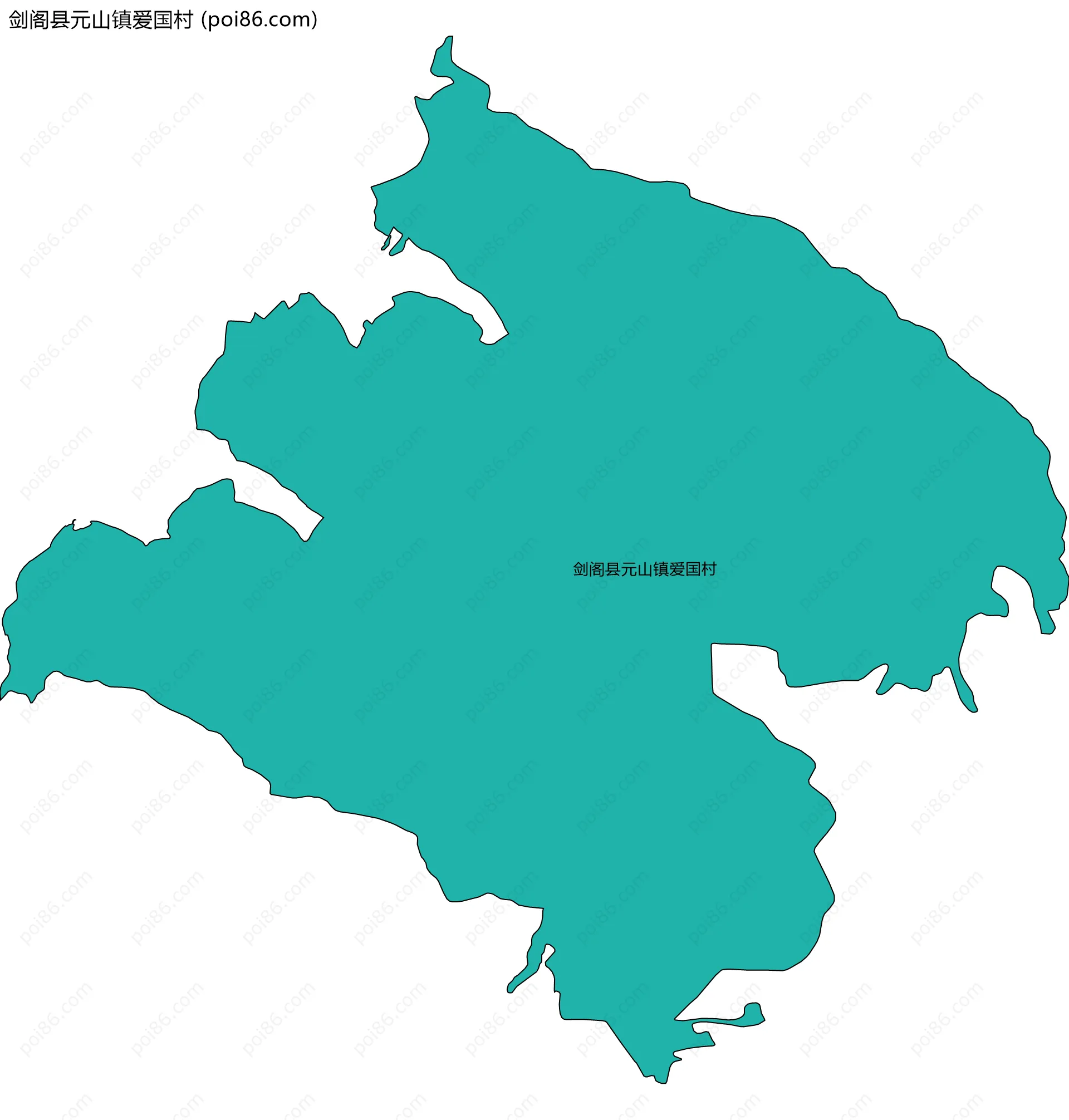 剑阁县元山镇爱国村边界地图