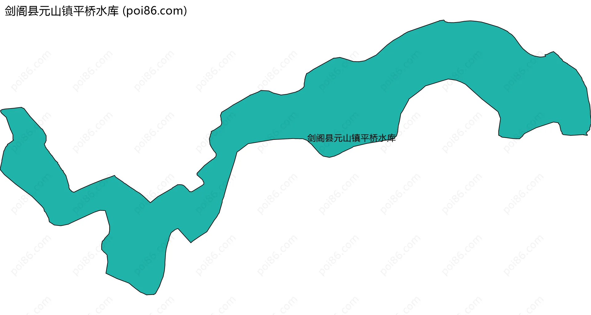 剑阁县元山镇平桥水库边界地图