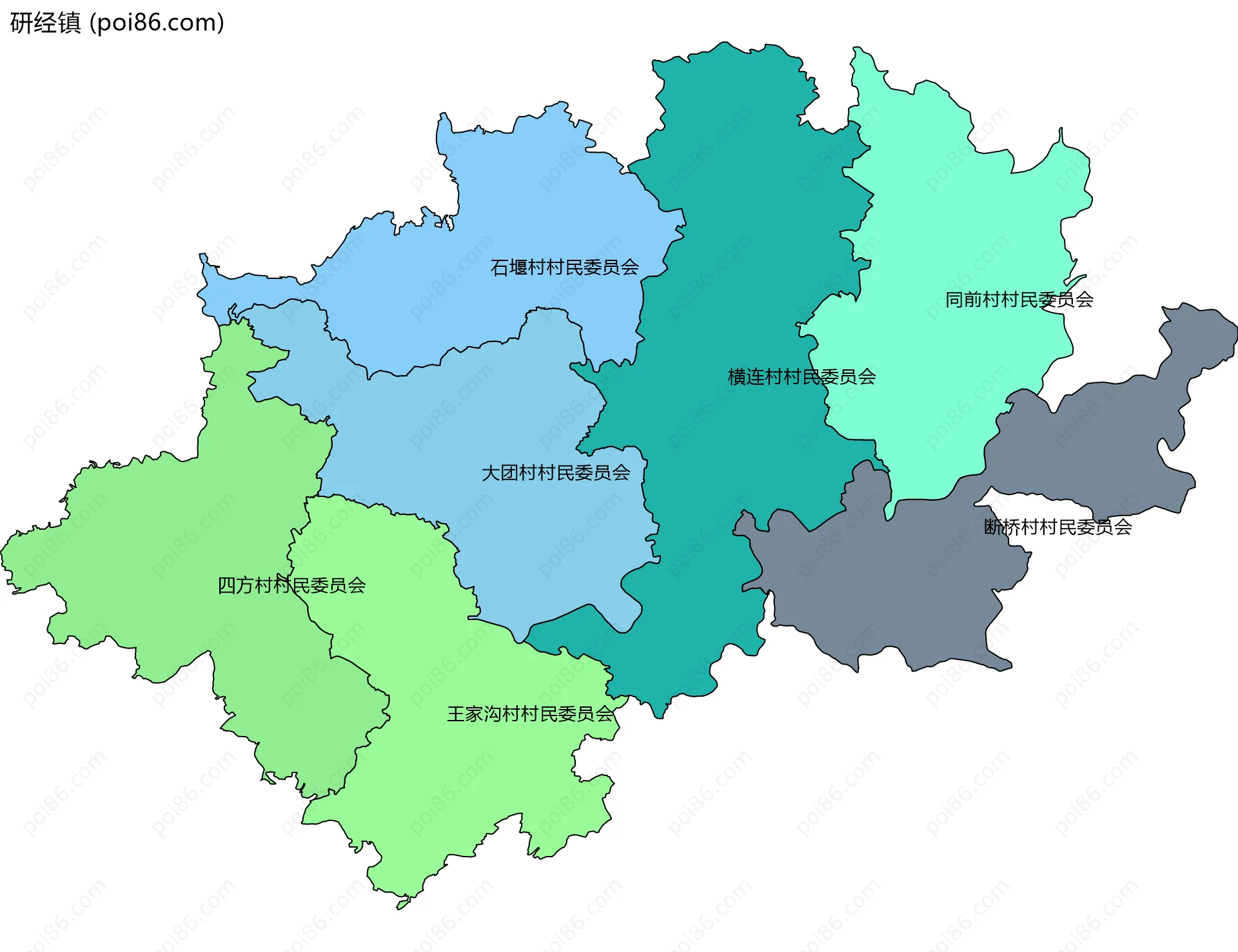 研经镇边界地图(五级行政区划)