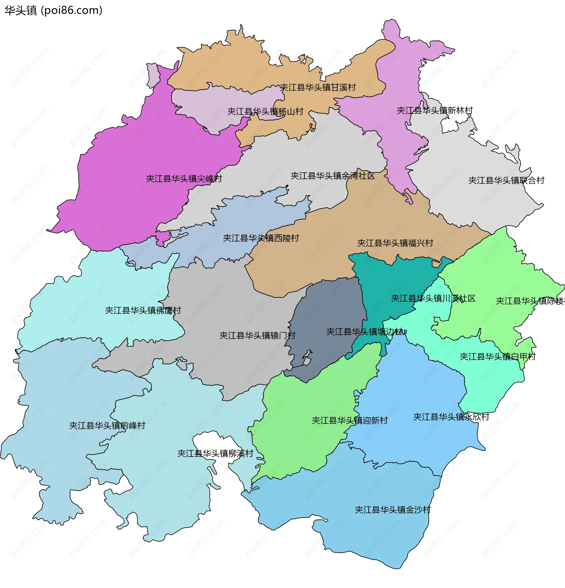 华头镇边界地图(五级行政区划)