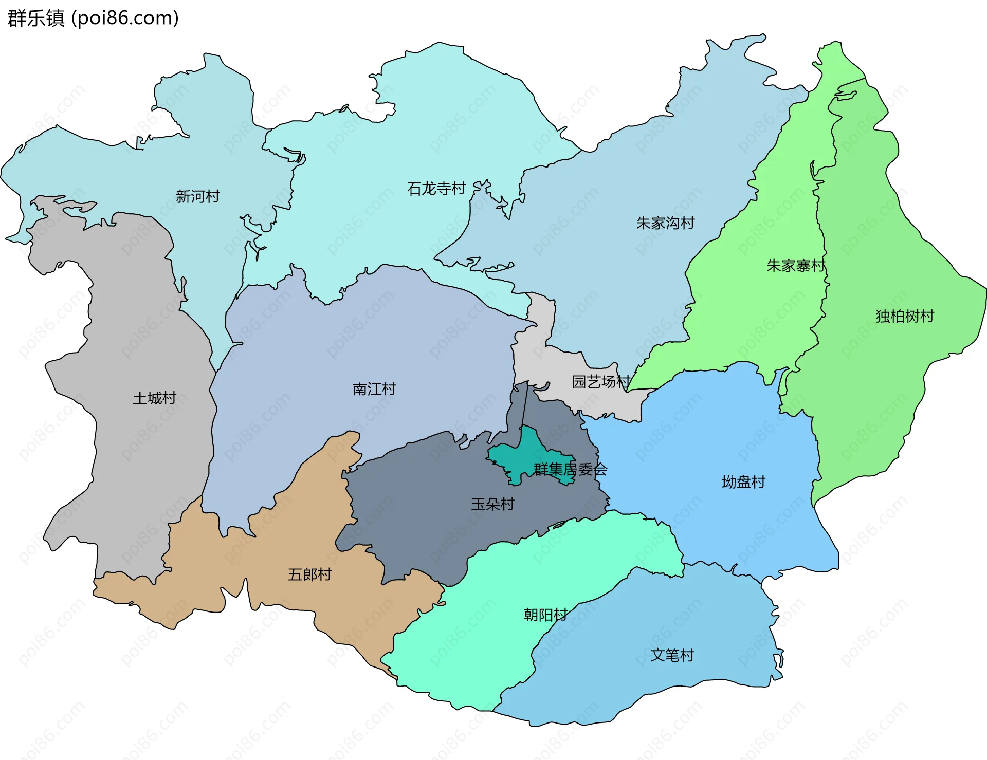 群乐镇边界地图(五级行政区划)
