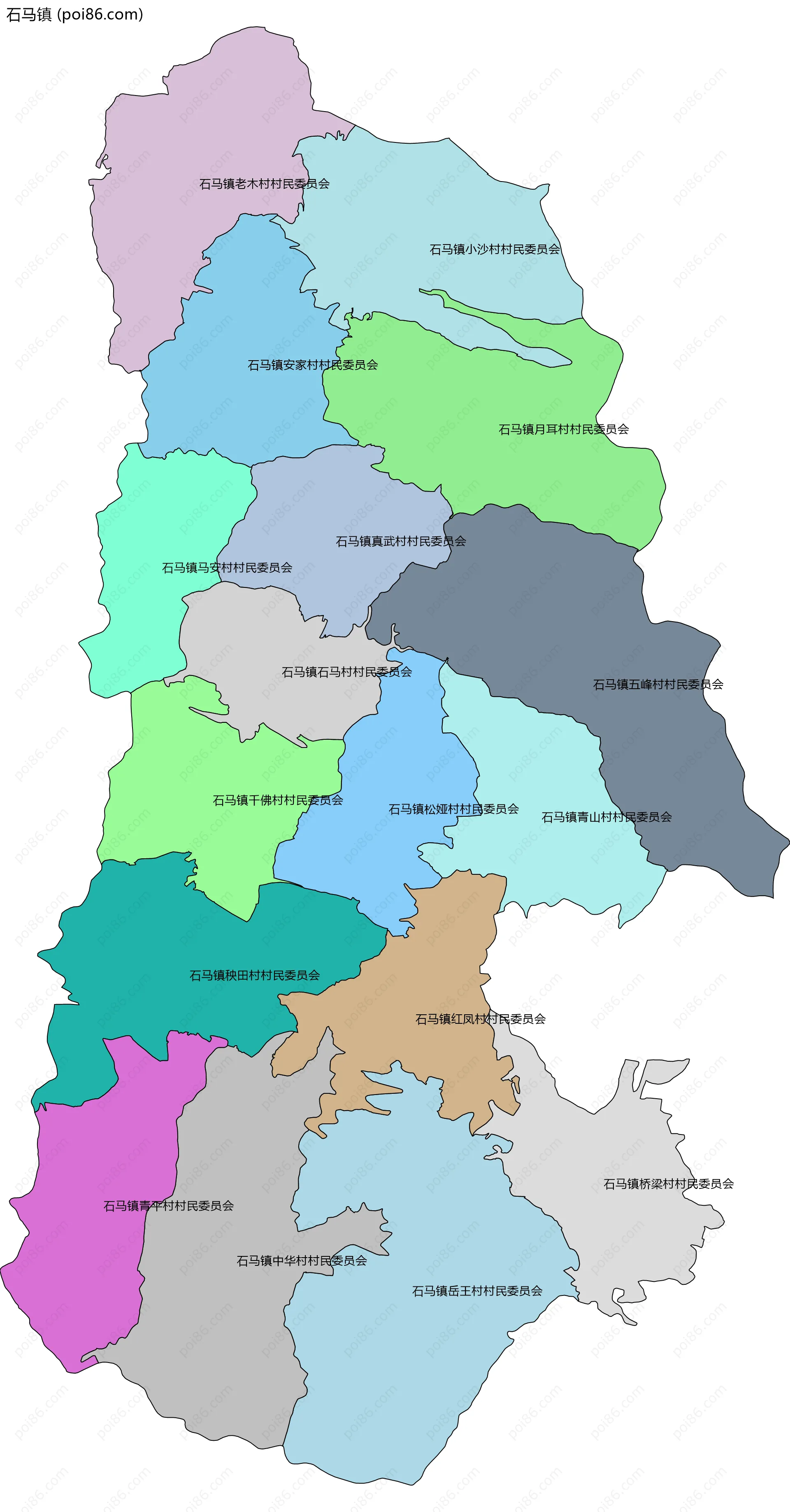 石马镇边界地图(五级行政区划)