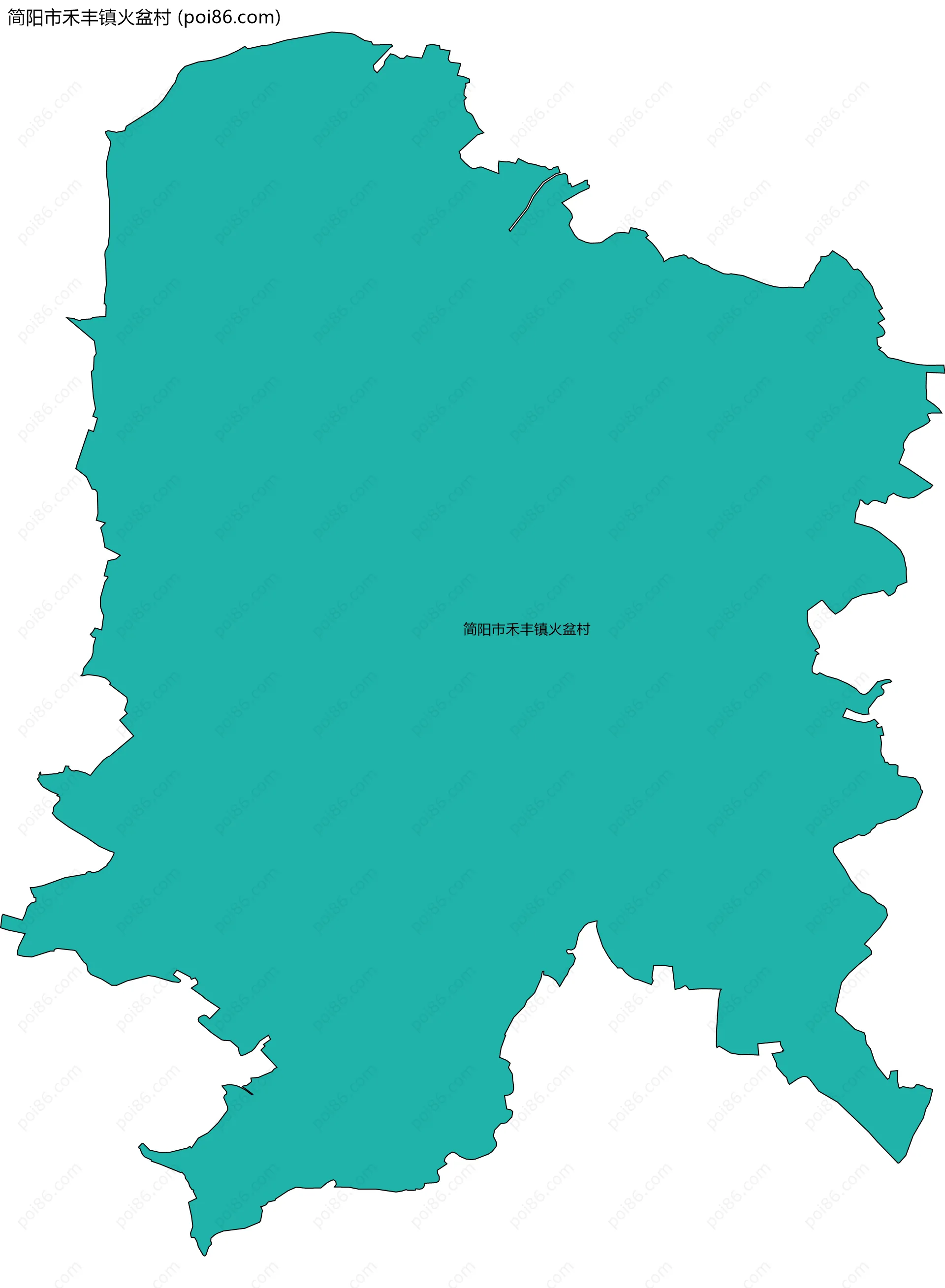 简阳市禾丰镇火盆村边界地图