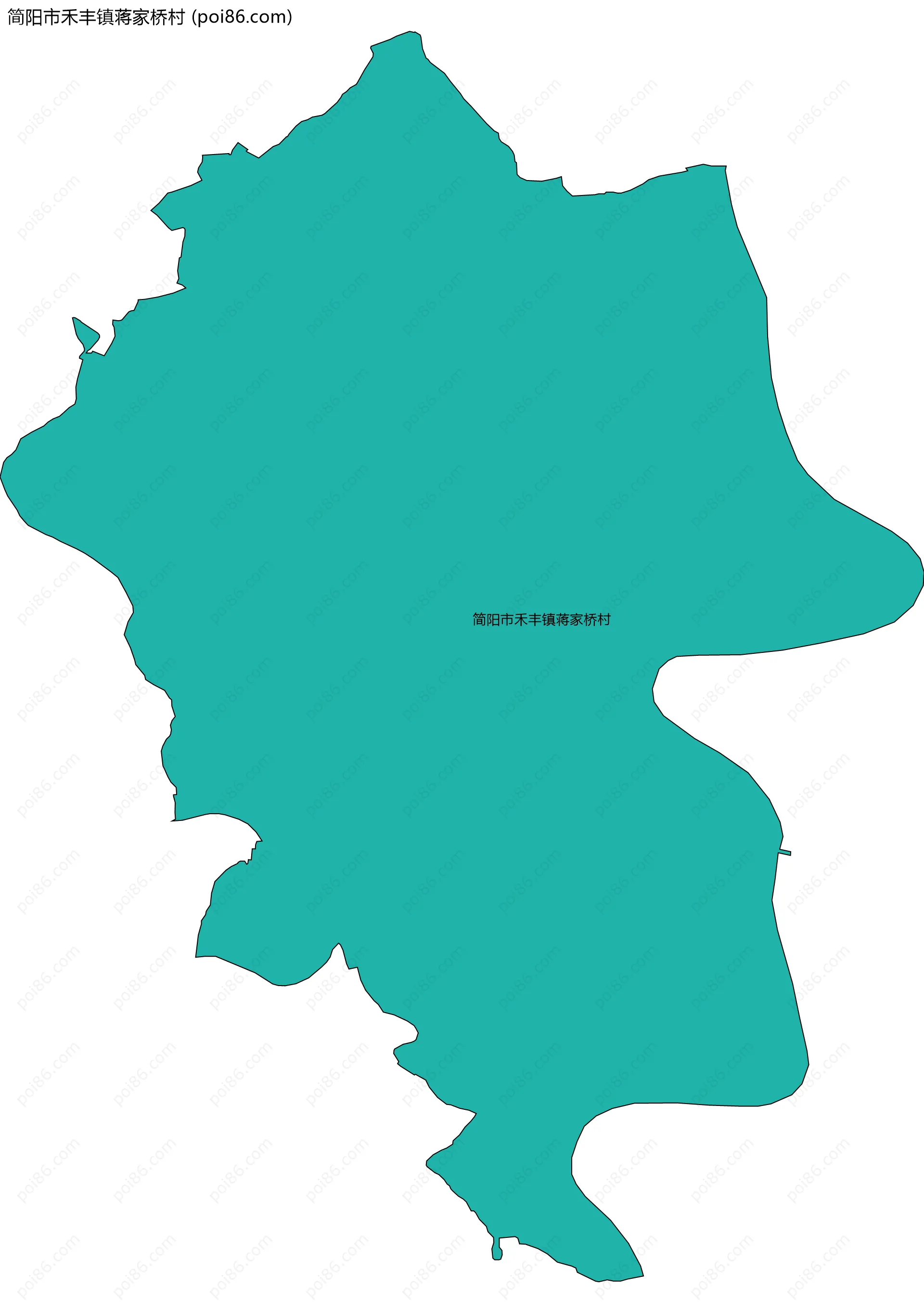 简阳市禾丰镇蒋家桥村边界地图