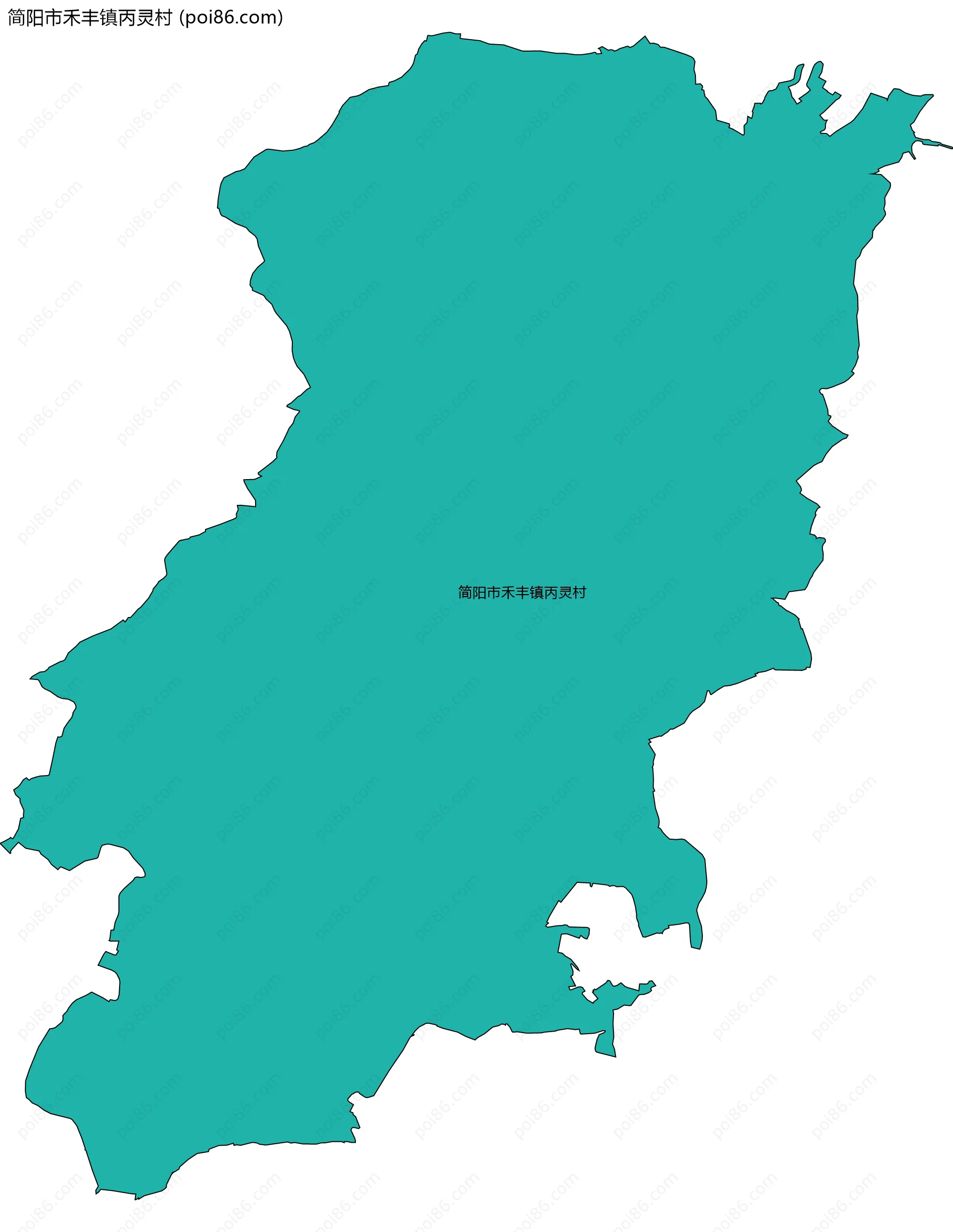 简阳市禾丰镇丙灵村边界地图