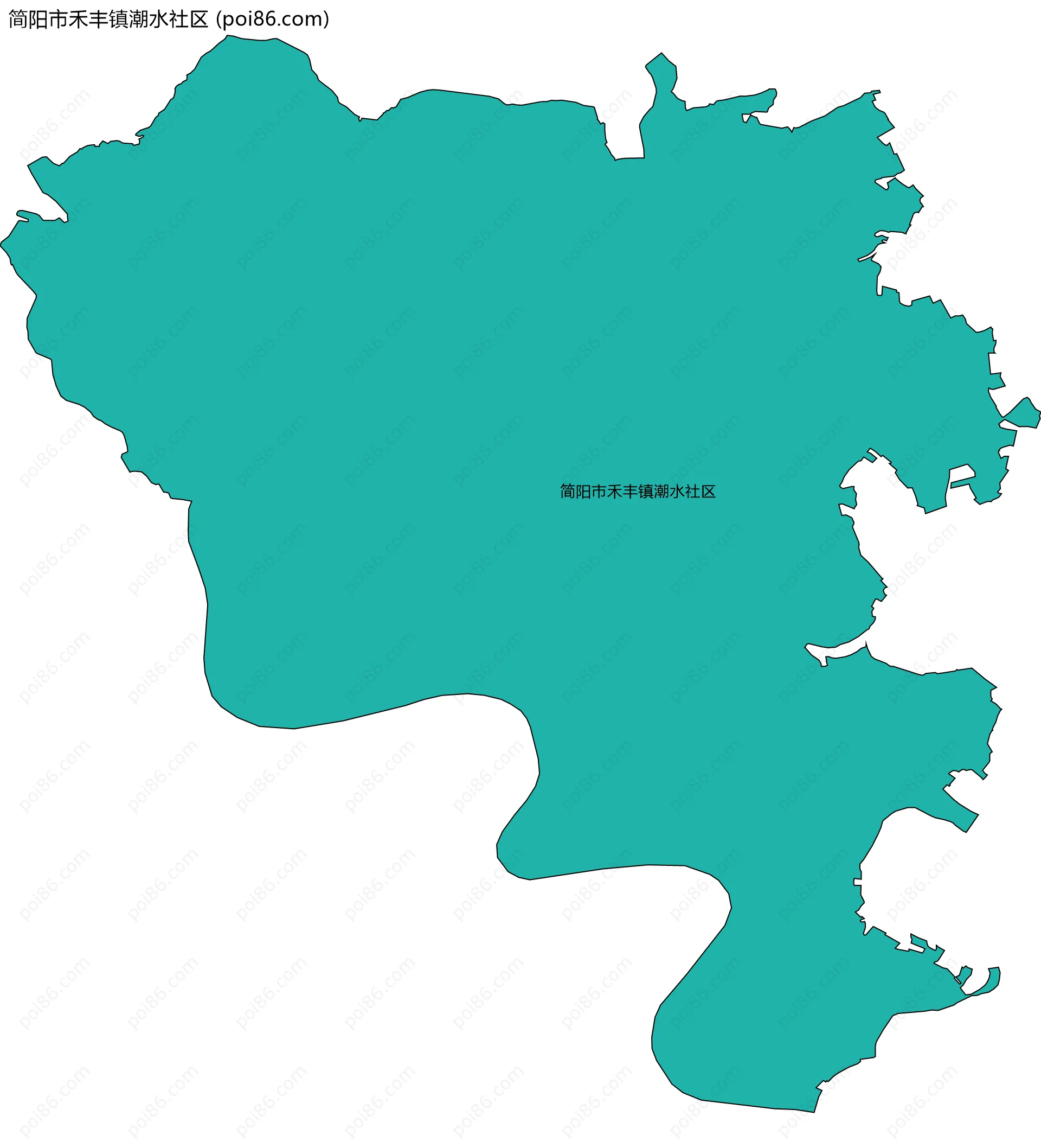 简阳市禾丰镇潮水社区边界地图