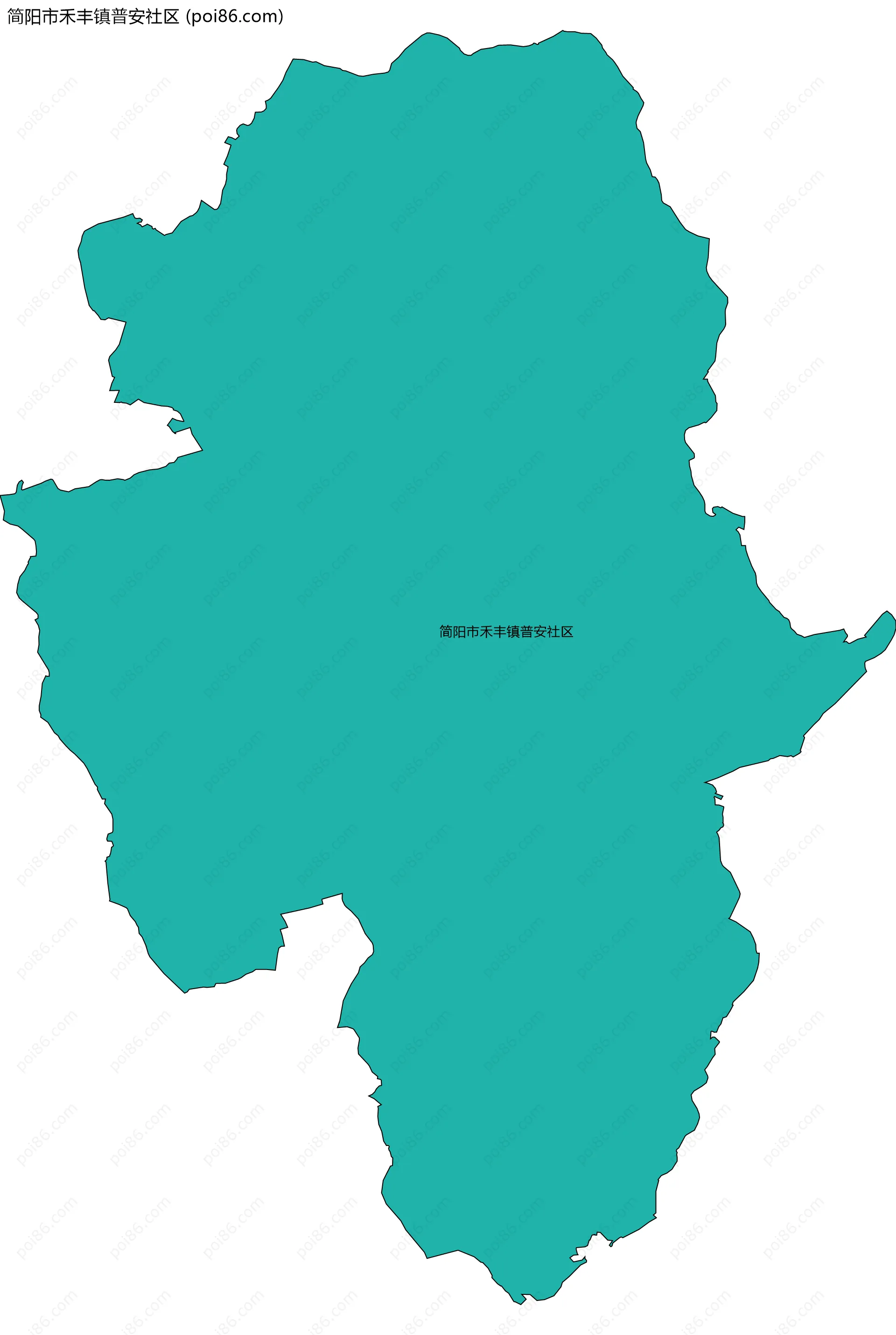 简阳市禾丰镇普安社区边界地图