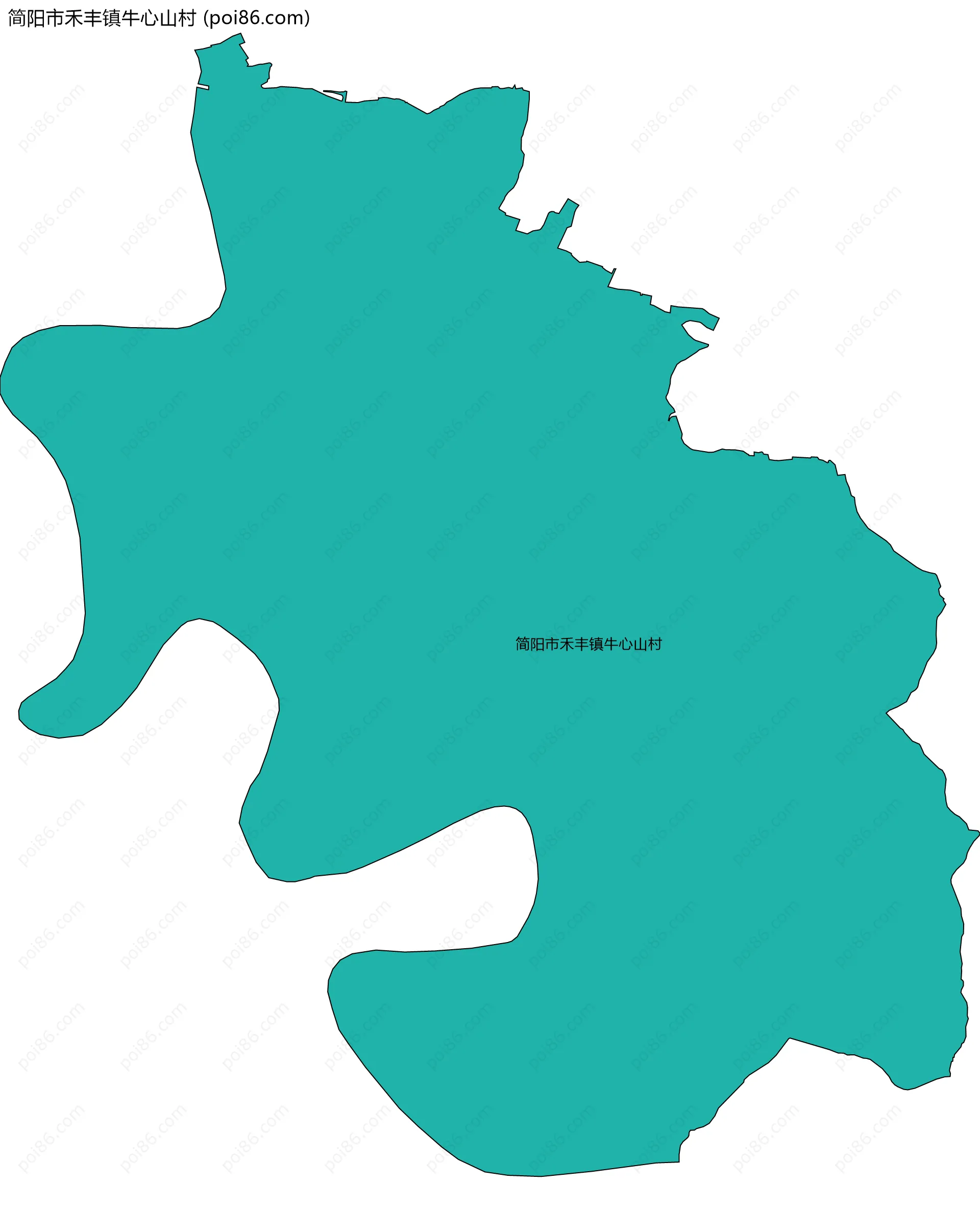 简阳市禾丰镇牛心山村边界地图