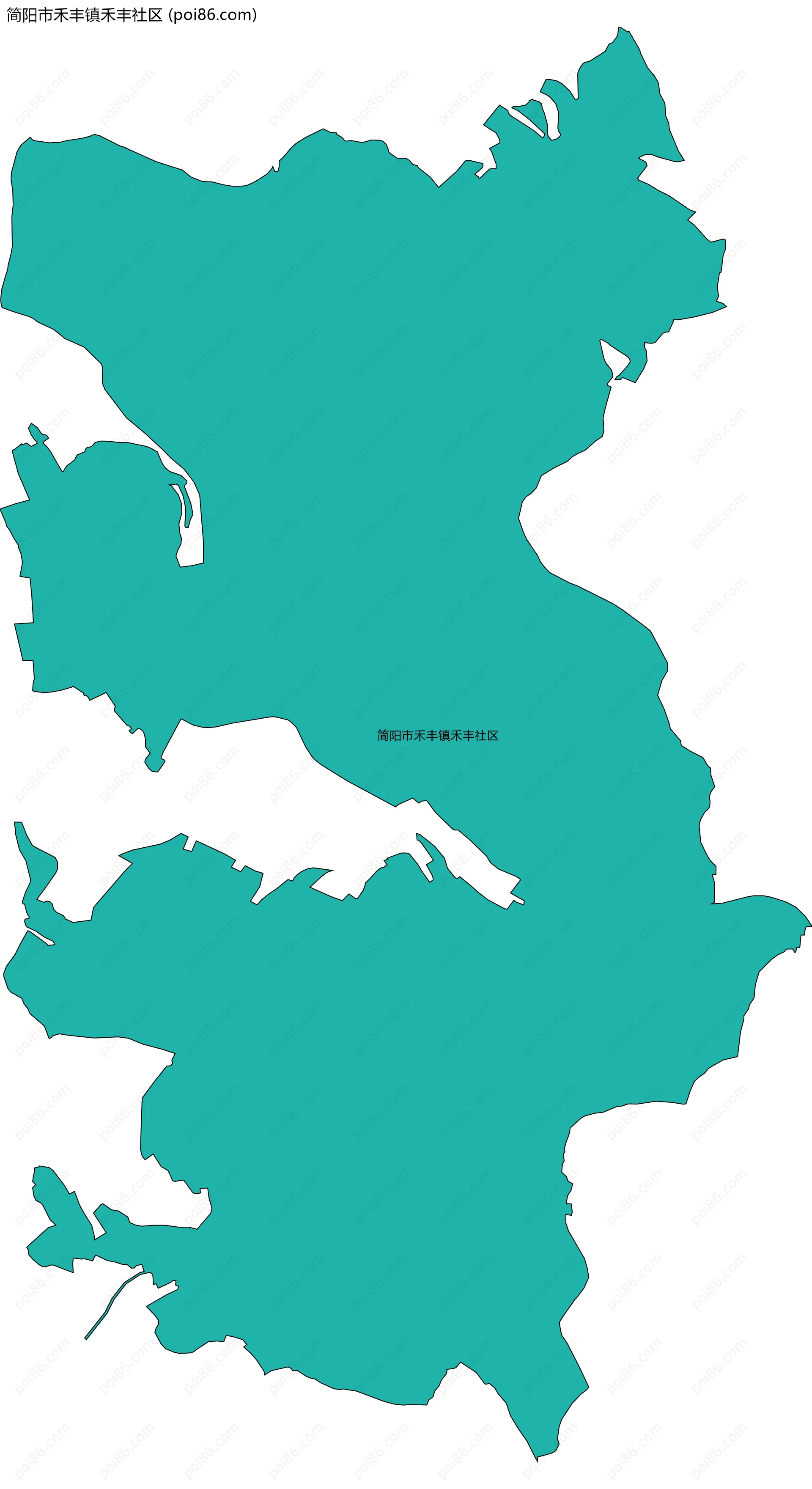 简阳市禾丰镇禾丰社区边界地图