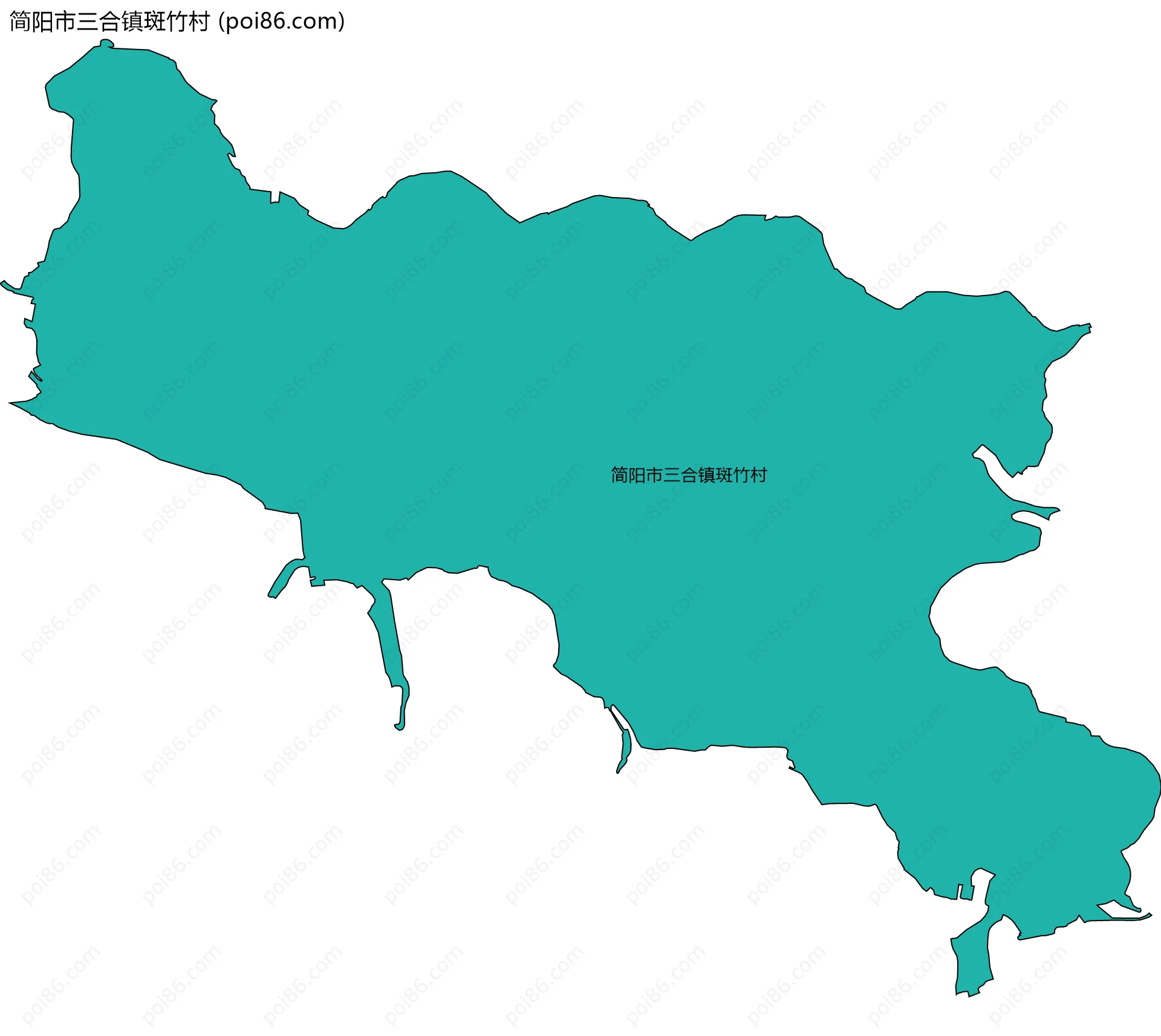 简阳市三合镇斑竹村边界地图