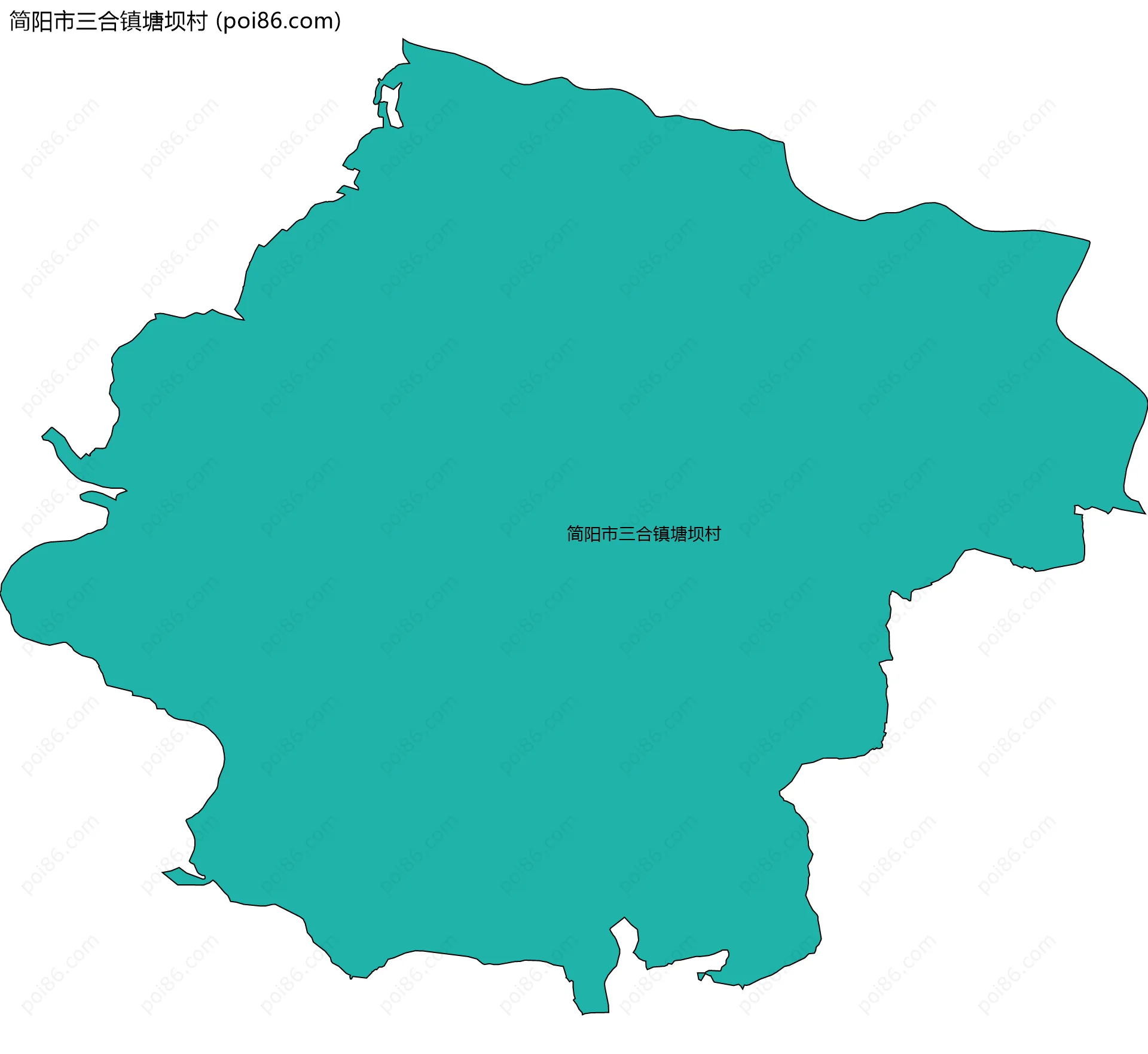 简阳市三合镇塘坝村边界地图