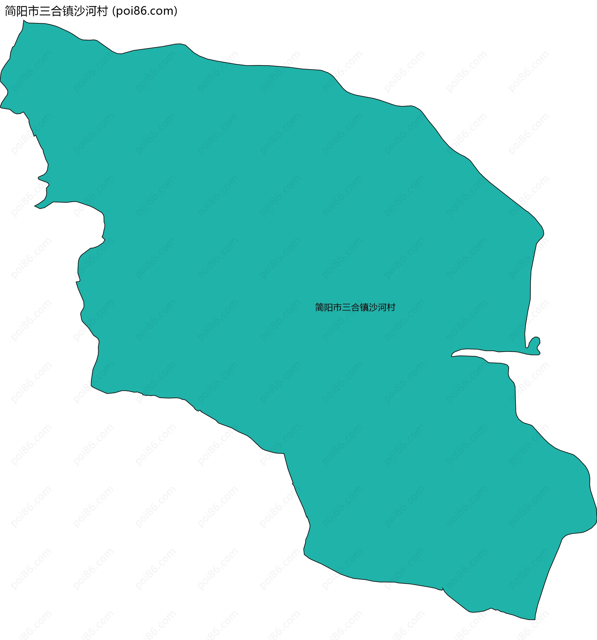 简阳市三合镇沙河村边界地图