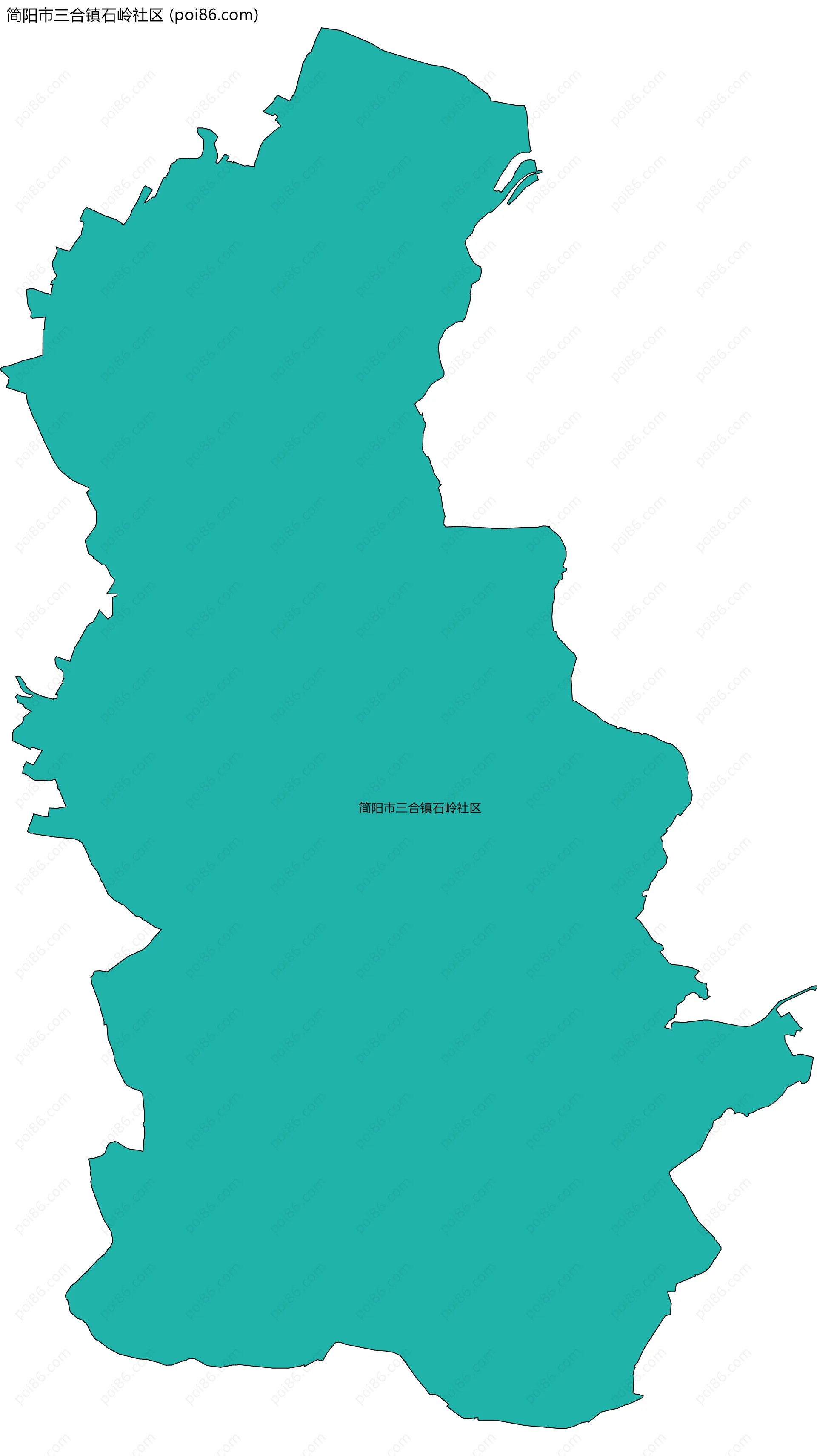 简阳市三合镇石岭社区边界地图