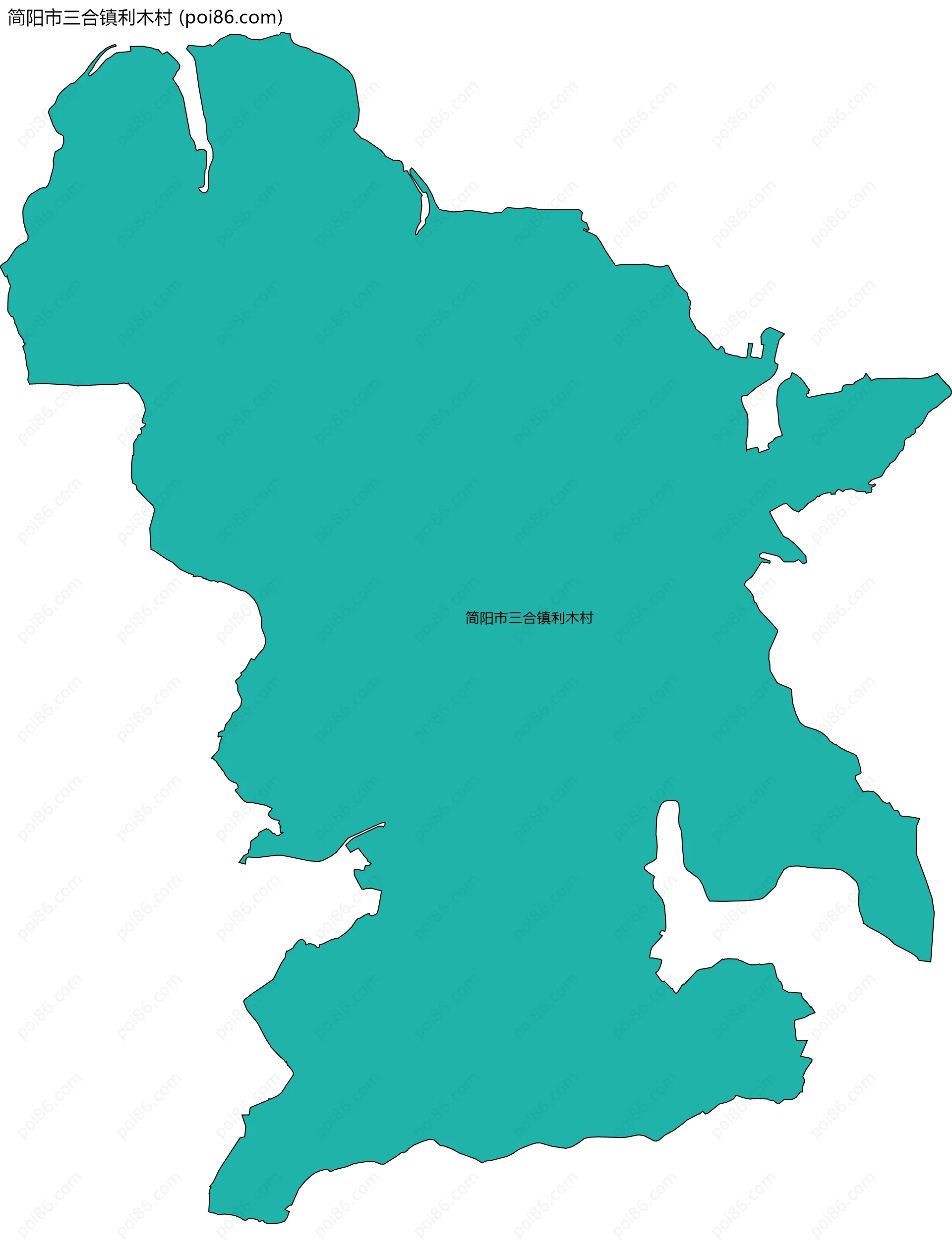 简阳市三合镇利木村边界地图