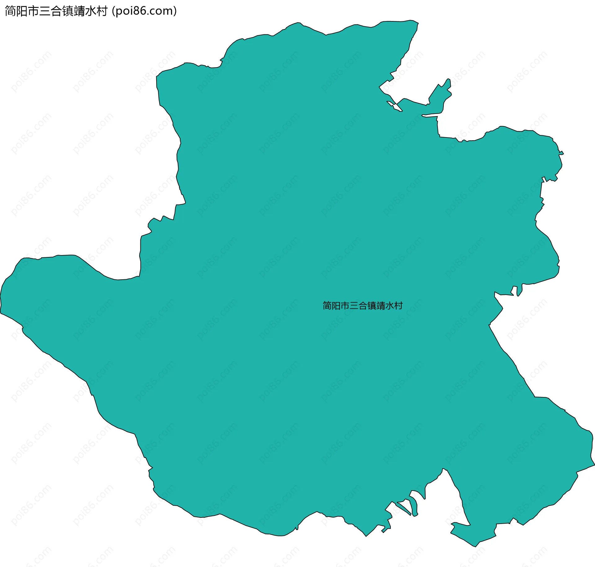 简阳市三合镇靖水村边界地图