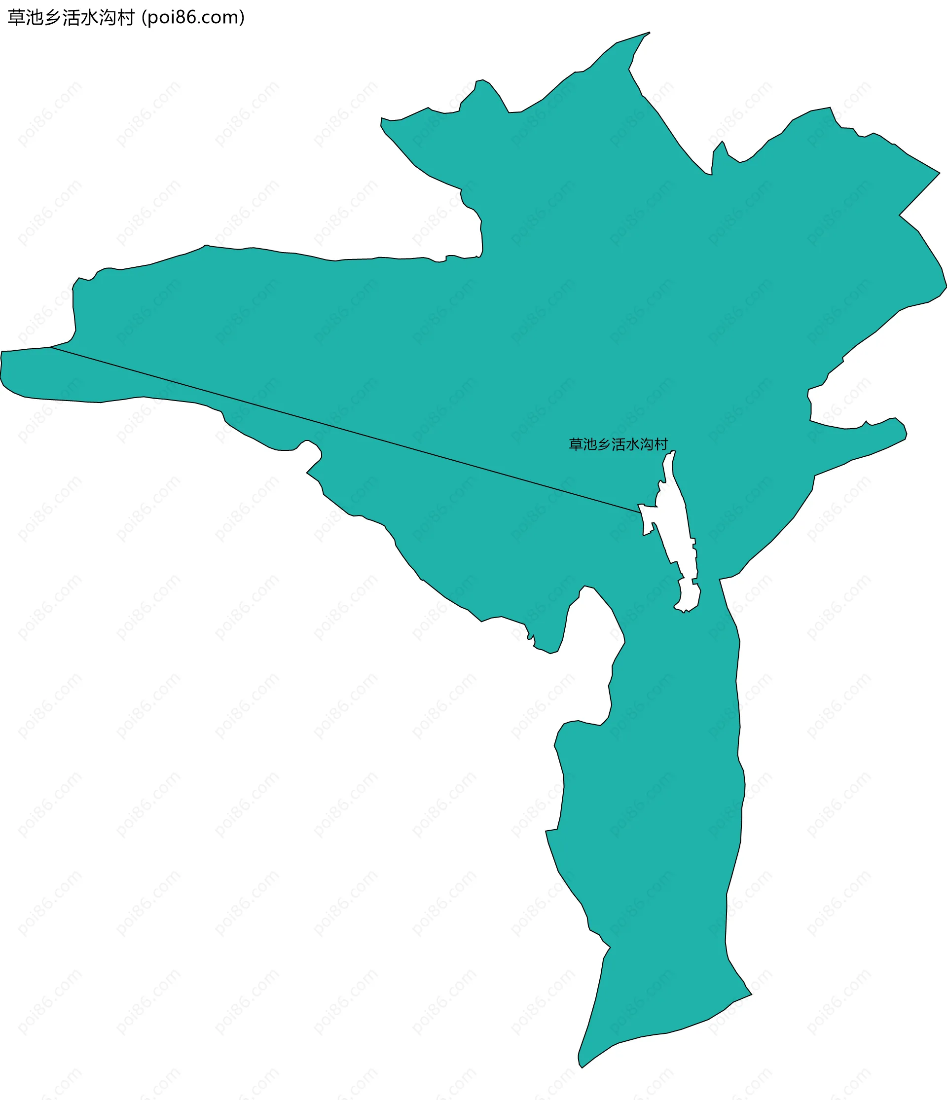 草池乡活水沟村边界地图