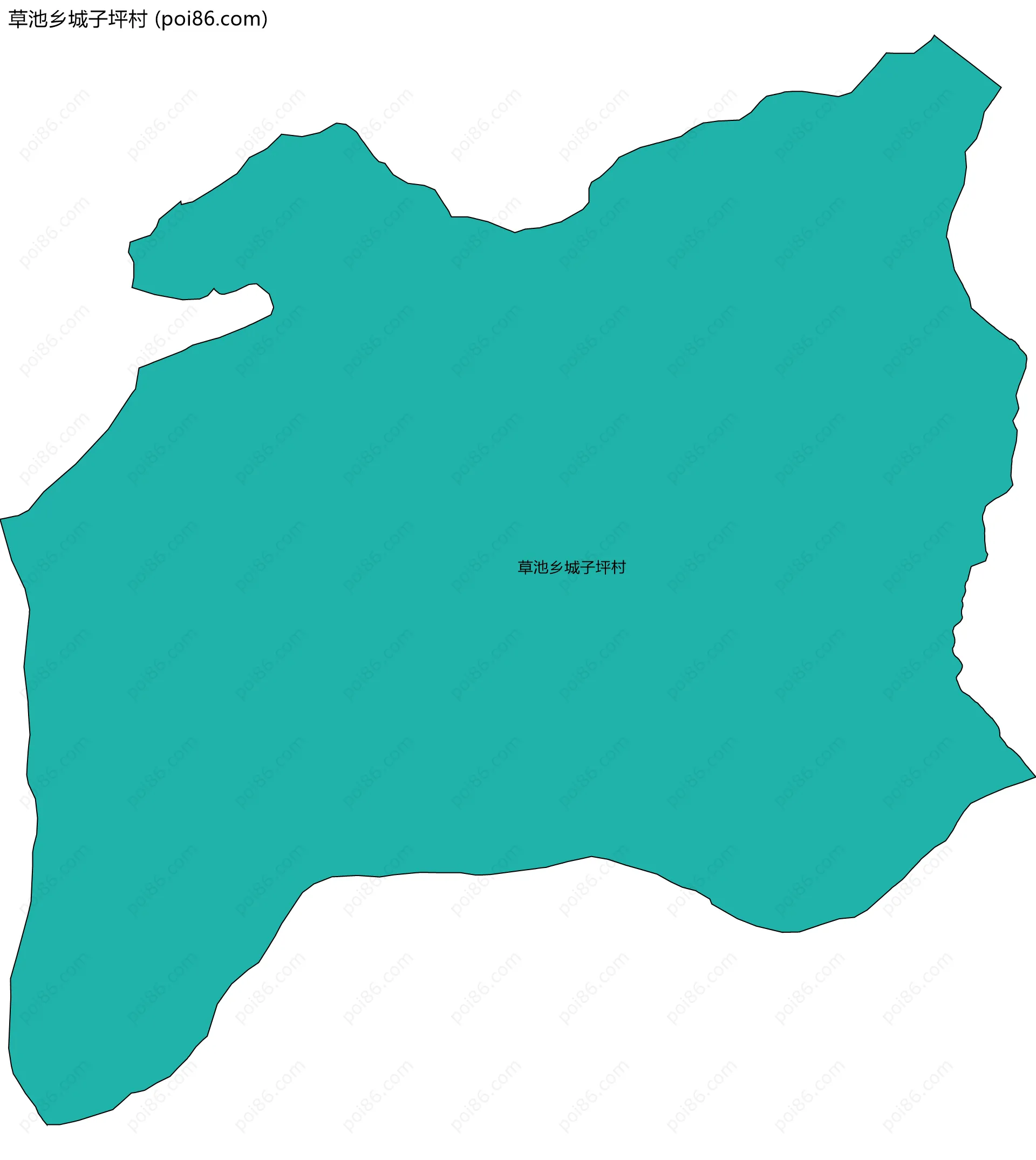 草池乡城子坪村边界地图