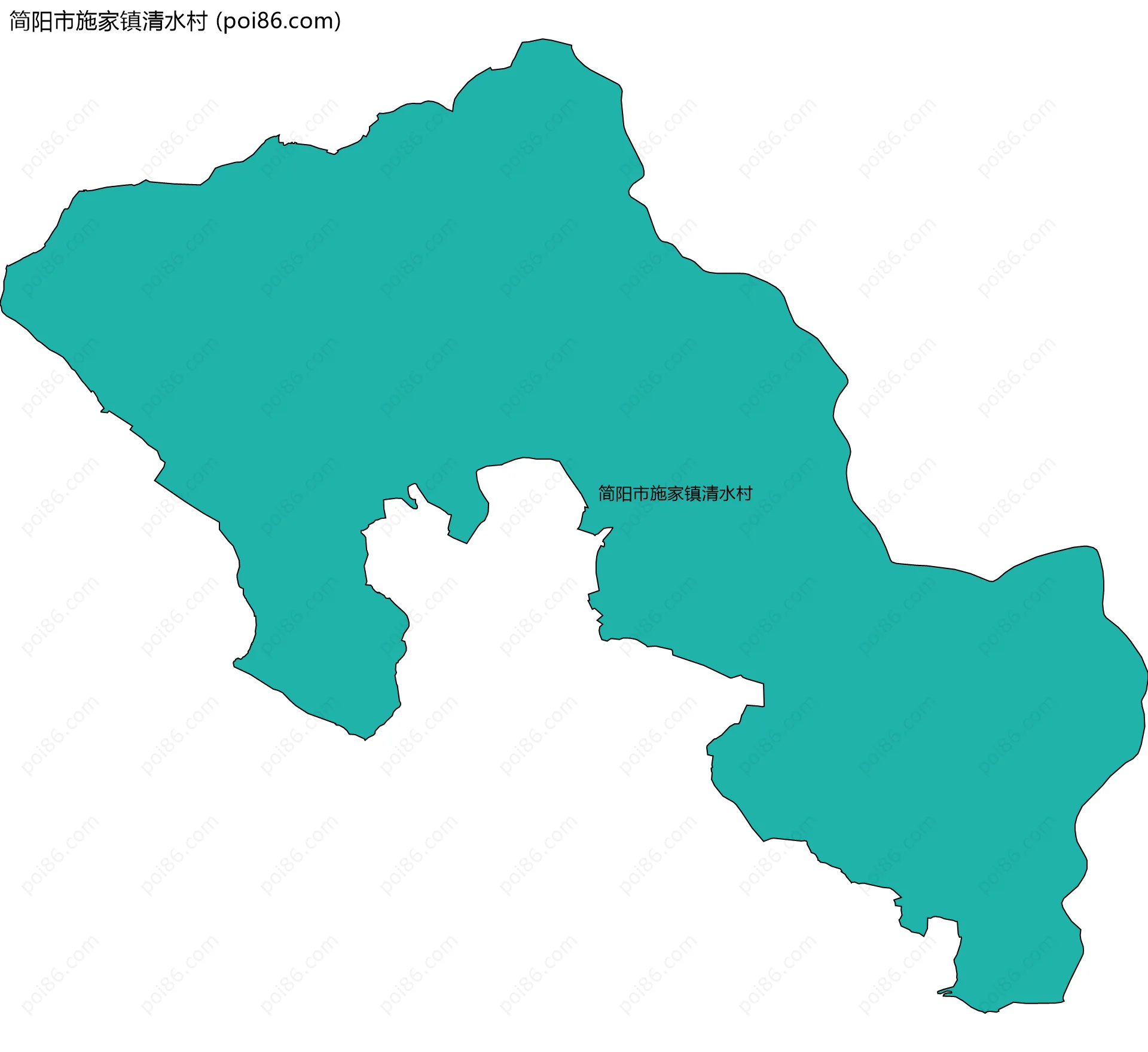 简阳市施家镇清水村边界地图